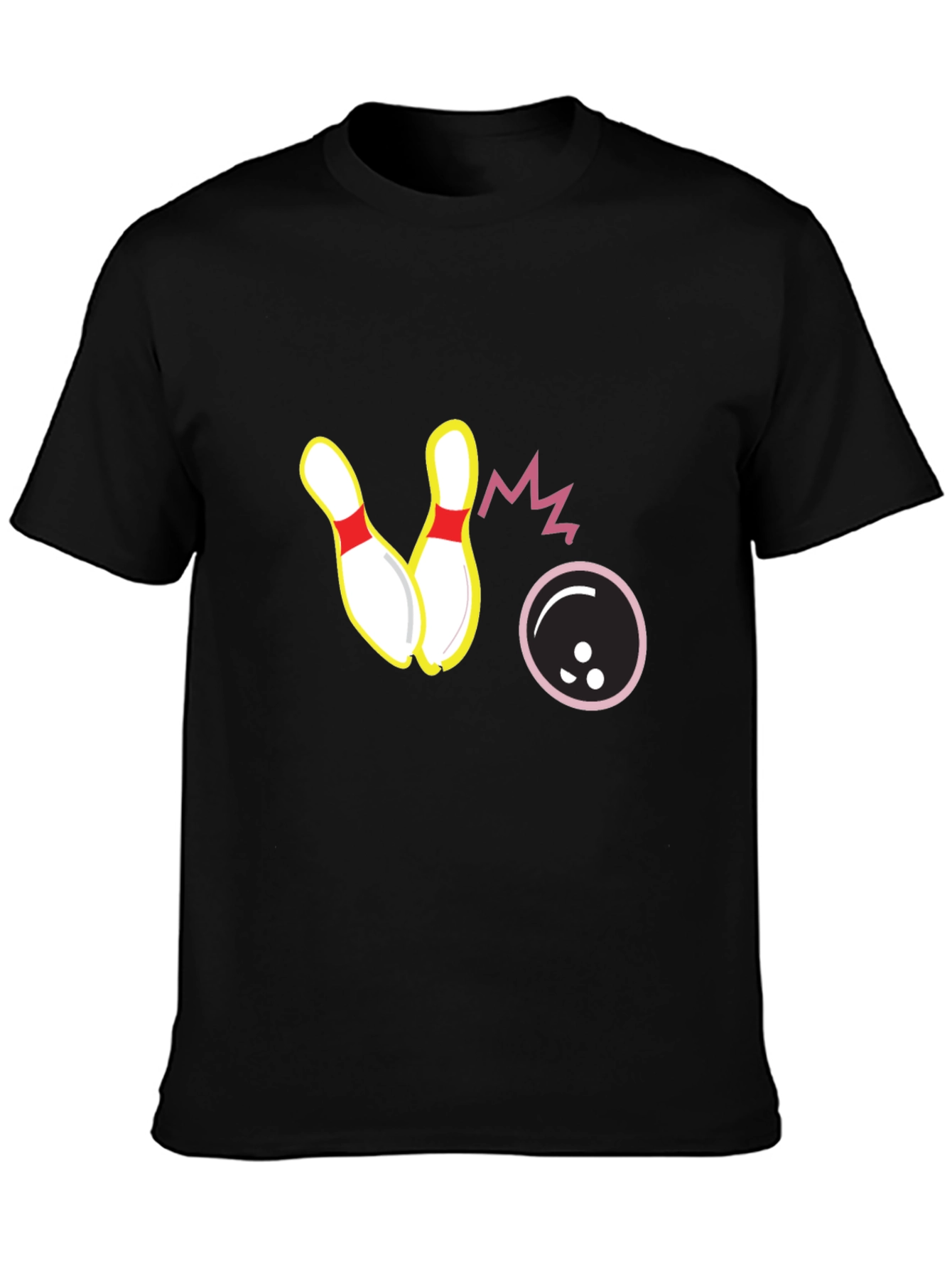 Black Bowling Strike Graphic Tee - Black Cotton T-Shirt view 3