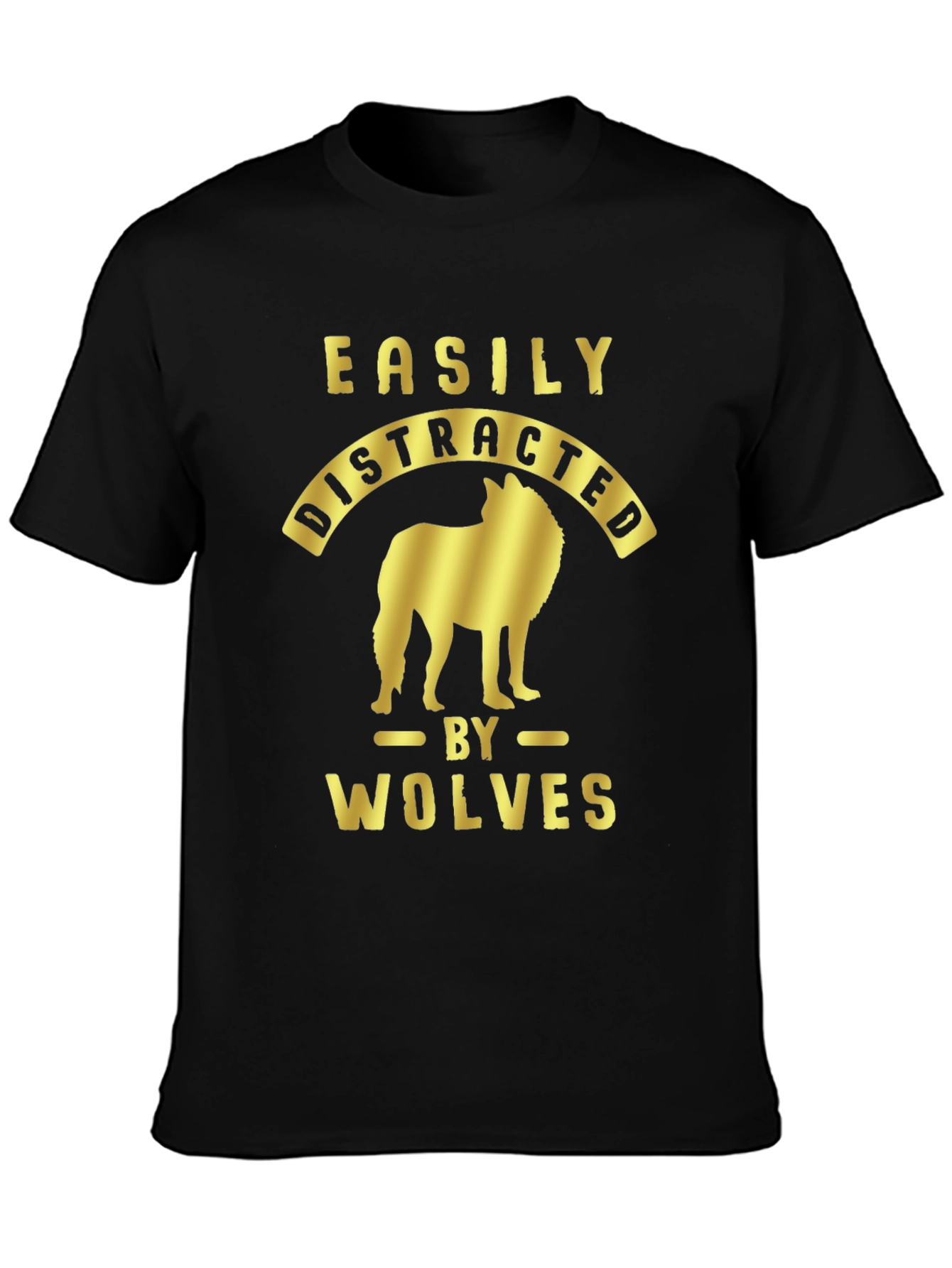 Black Easily Distracted by Wolves Graphic Tee view 3