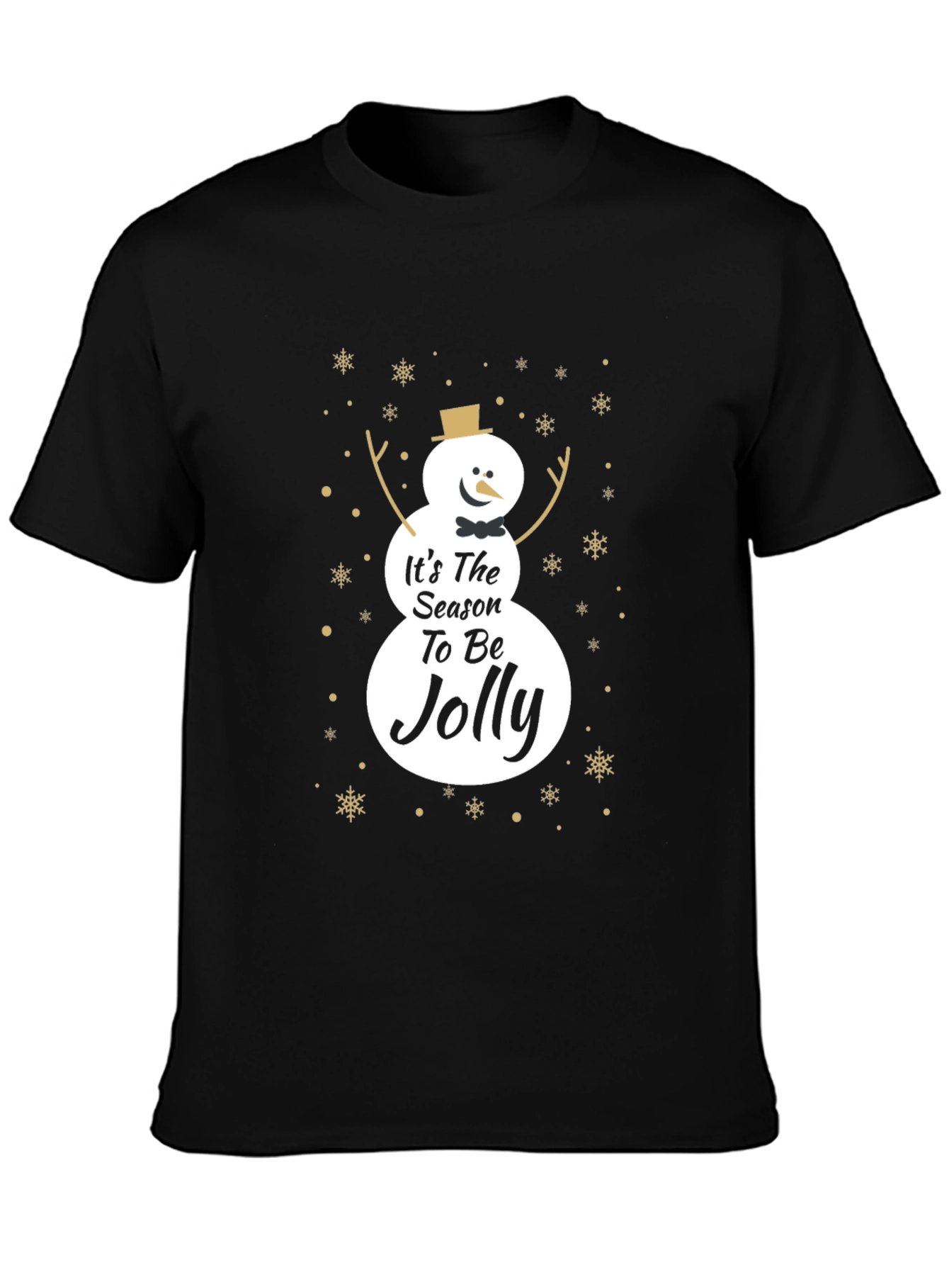 Black Festive Snowman Season T-Shirt view 3