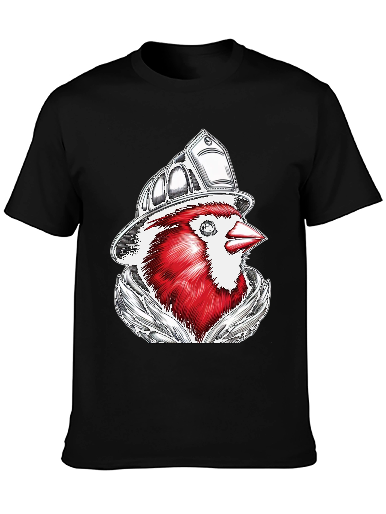 Black Cardinal Firefighter Graphic T-Shirt view 3