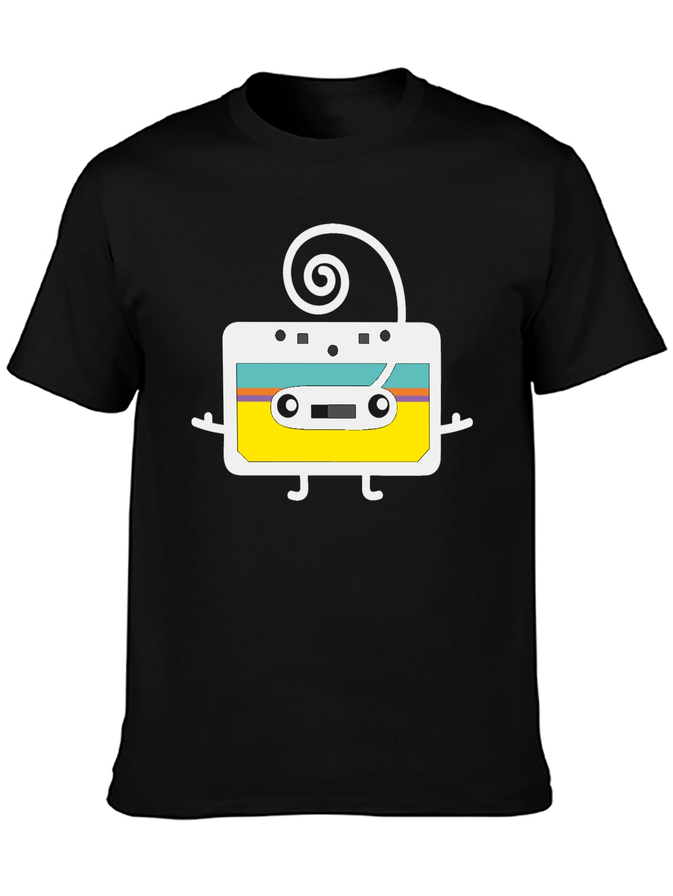 Black Retro Cassette Tape Graphic T-Shirt view 3