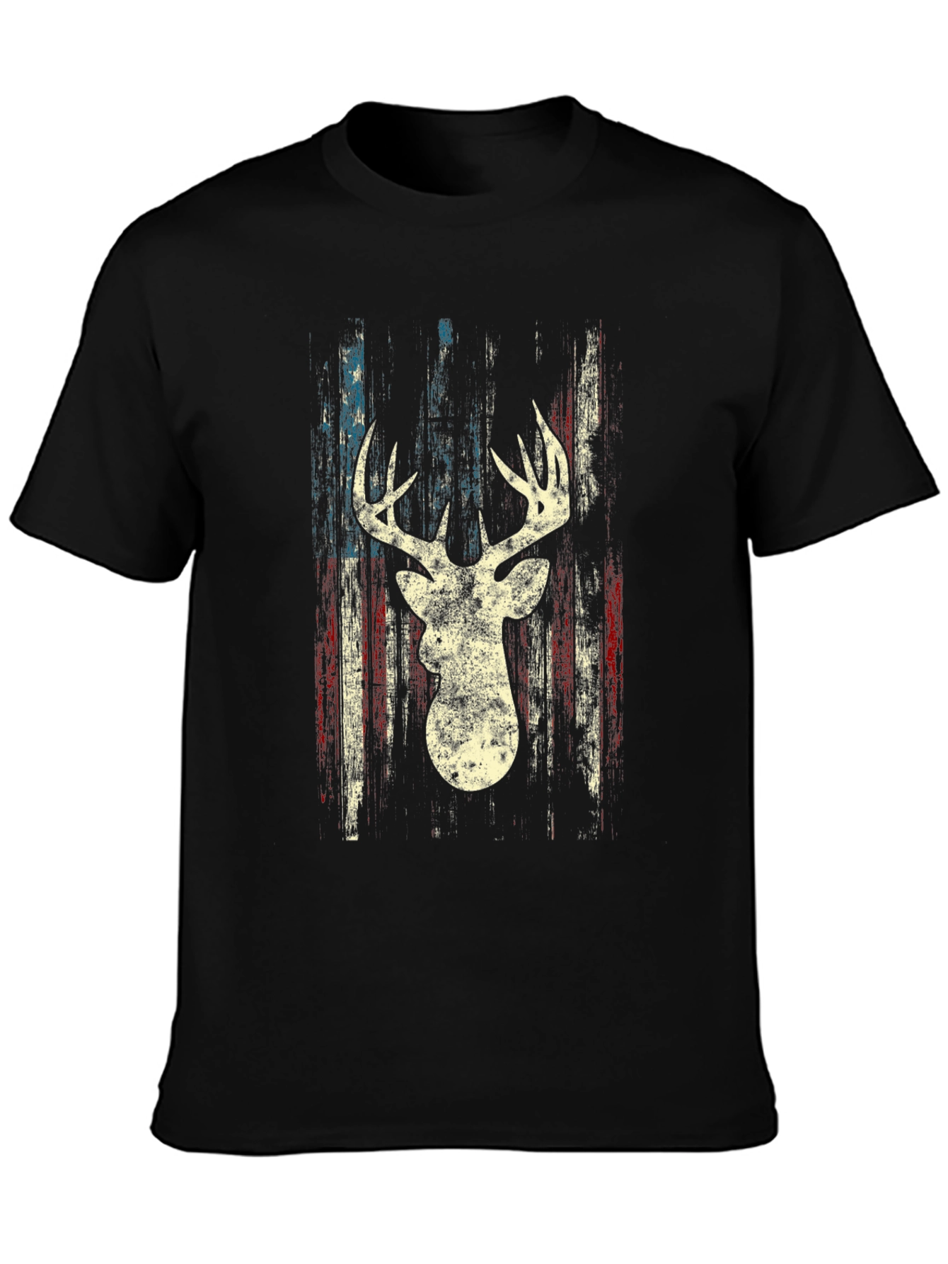 Black Deer Silhouette American Flag Graphic Tee view 3