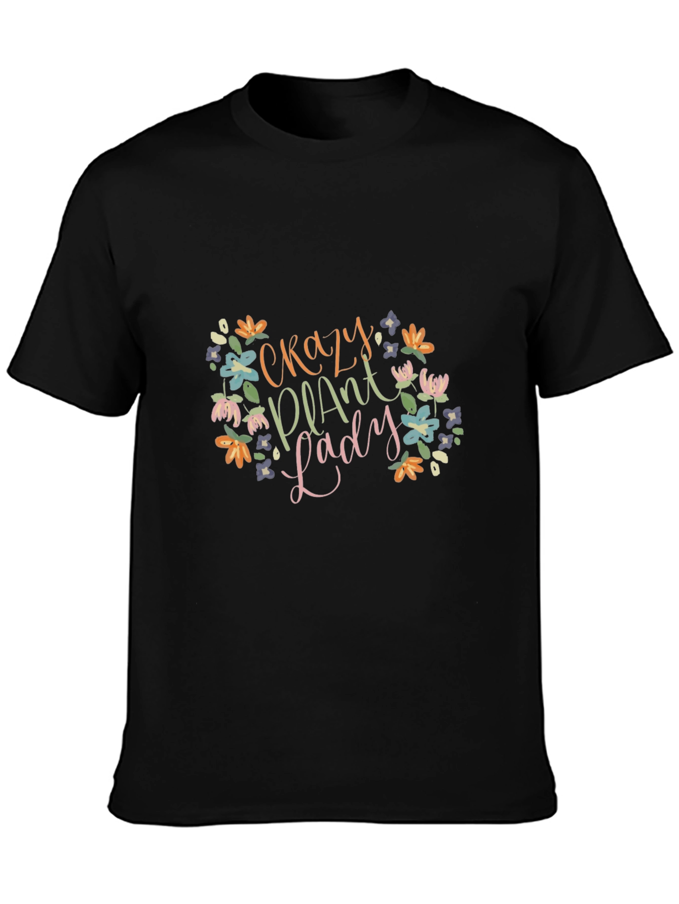 Black Crazy Plant Lady Graphic Tee - Black view 3