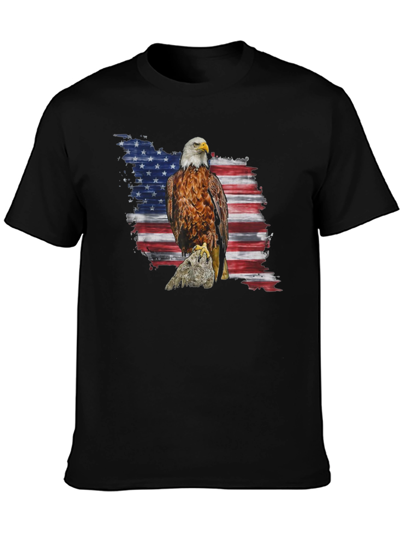 Black American Eagle Flag Graphic Print T-Shirt view 3