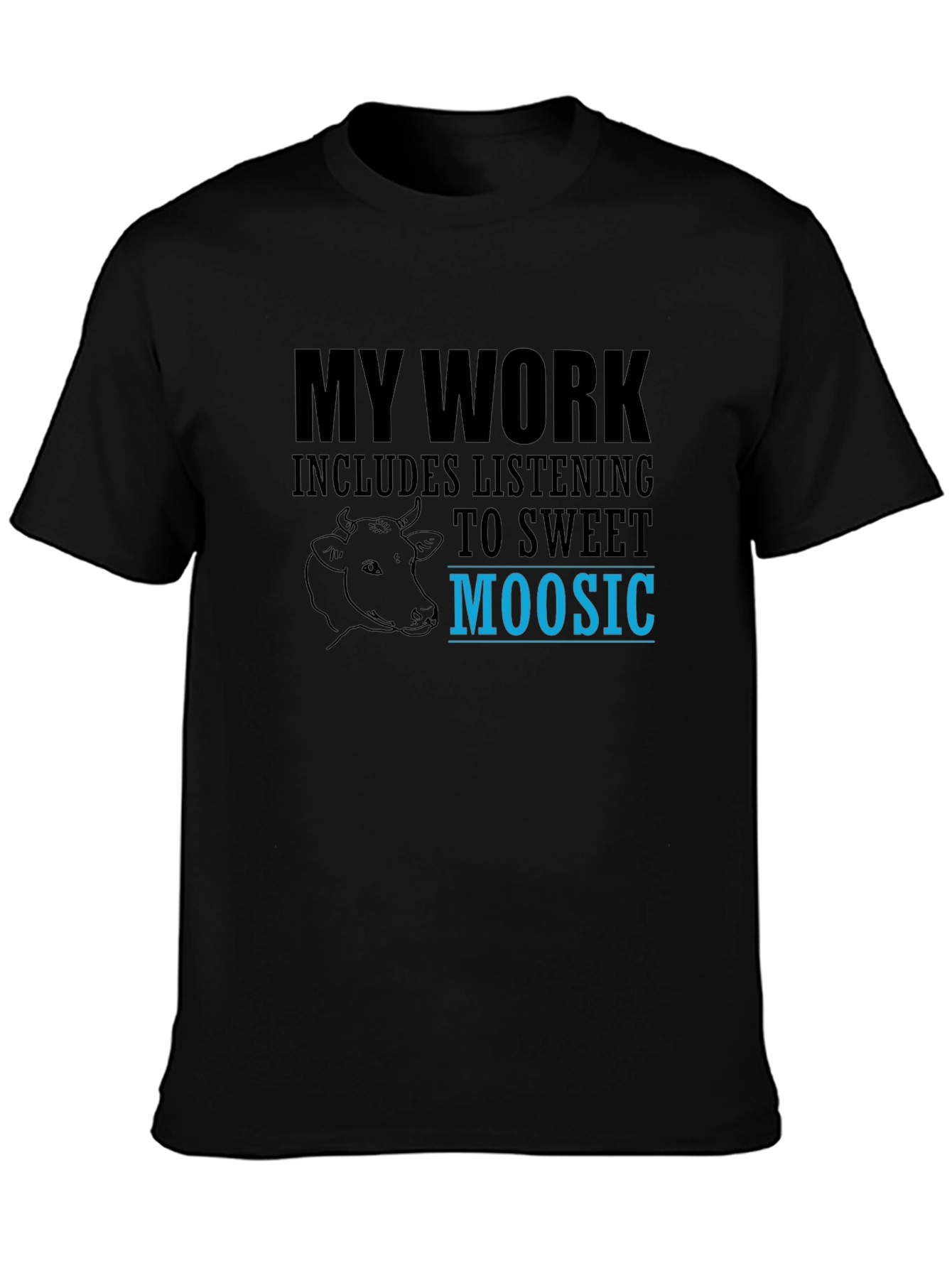 Black Sweet Moosic T-Shirt - Funny Cow Lover Tee view 3