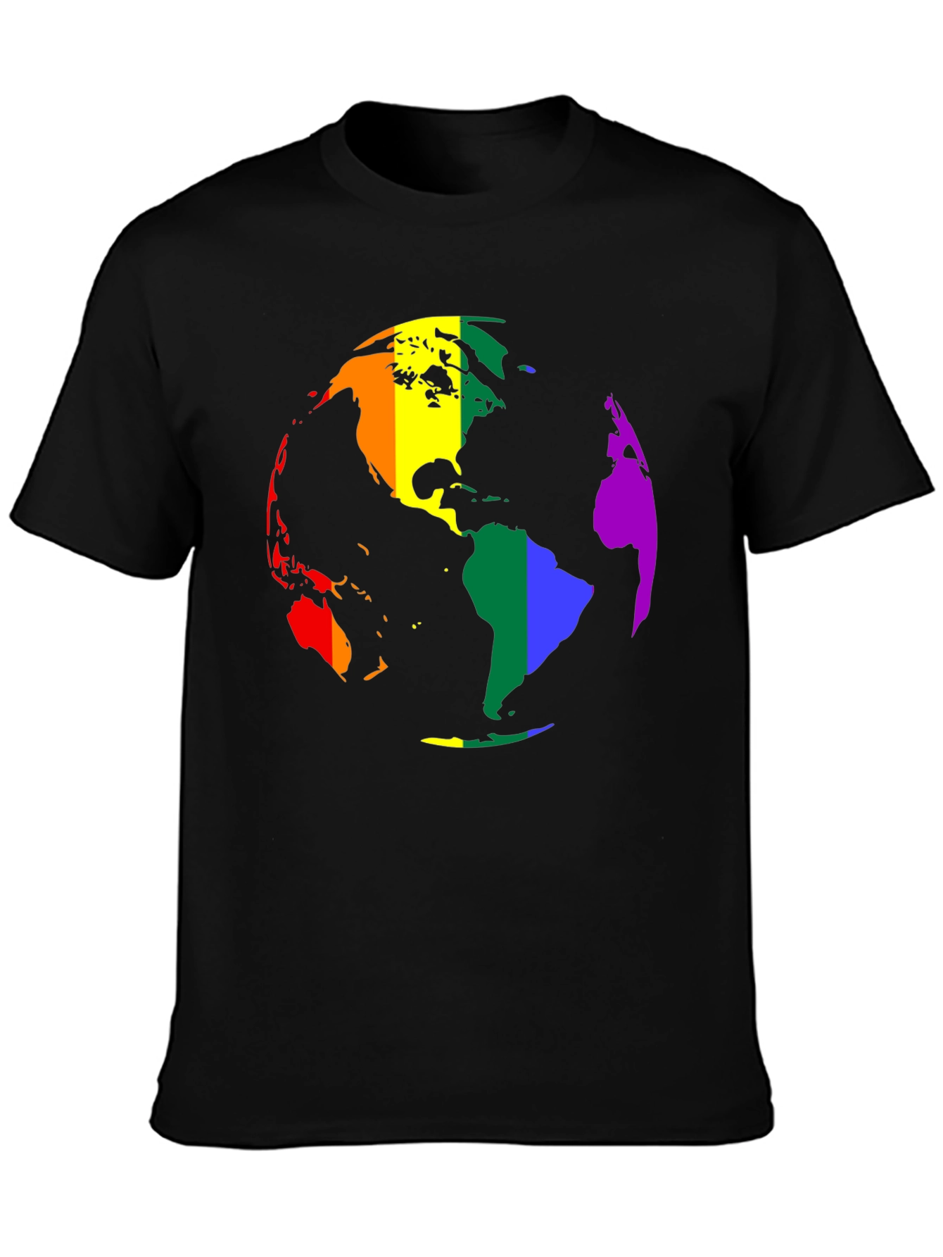 Black LGBTQ+ Pride Earth Graphic T-Shirt view 3