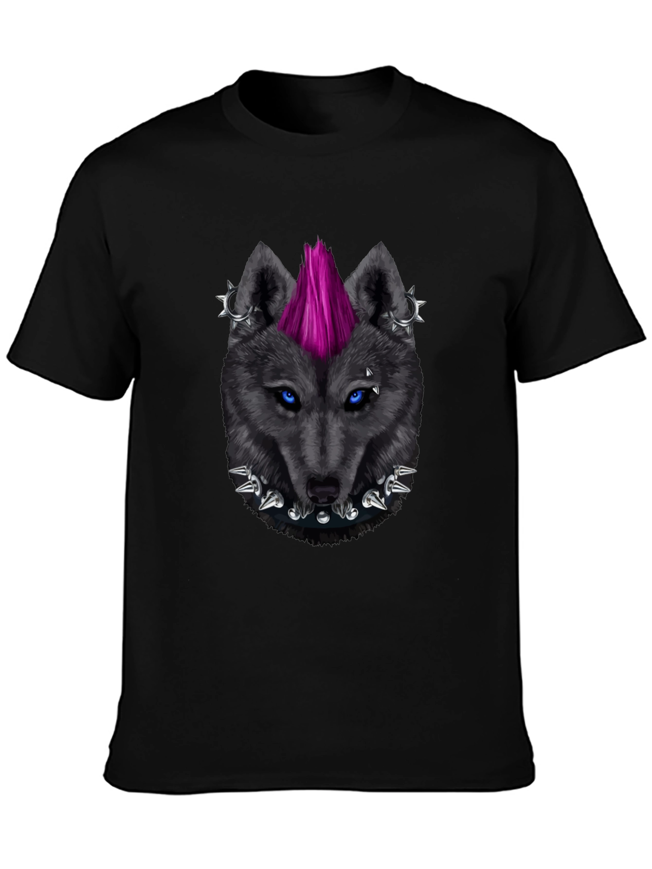 Black Punk Wolf Graphic Tee - Edgy Style view 3