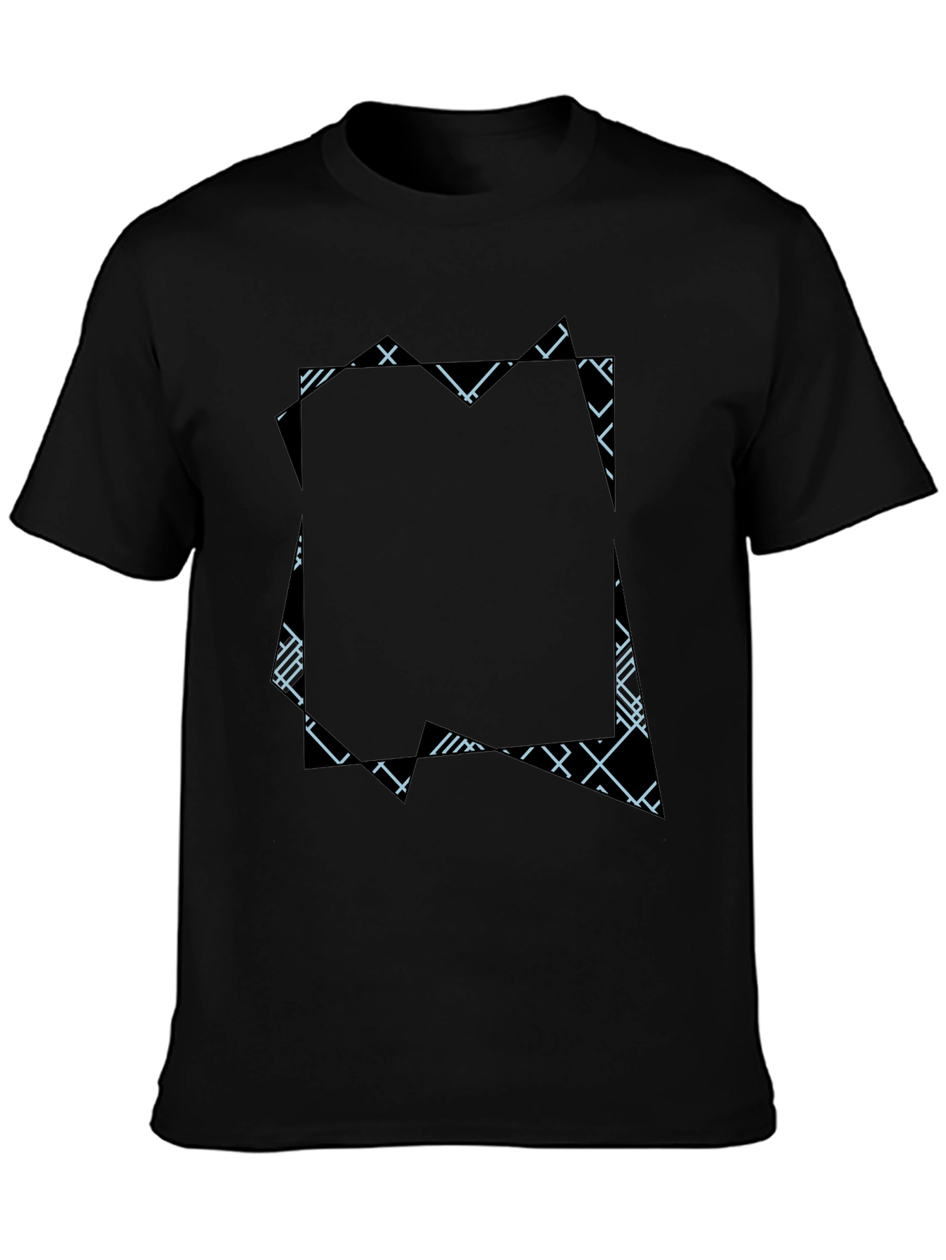 Black Modern Geometric Print Black T-Shirt view 3