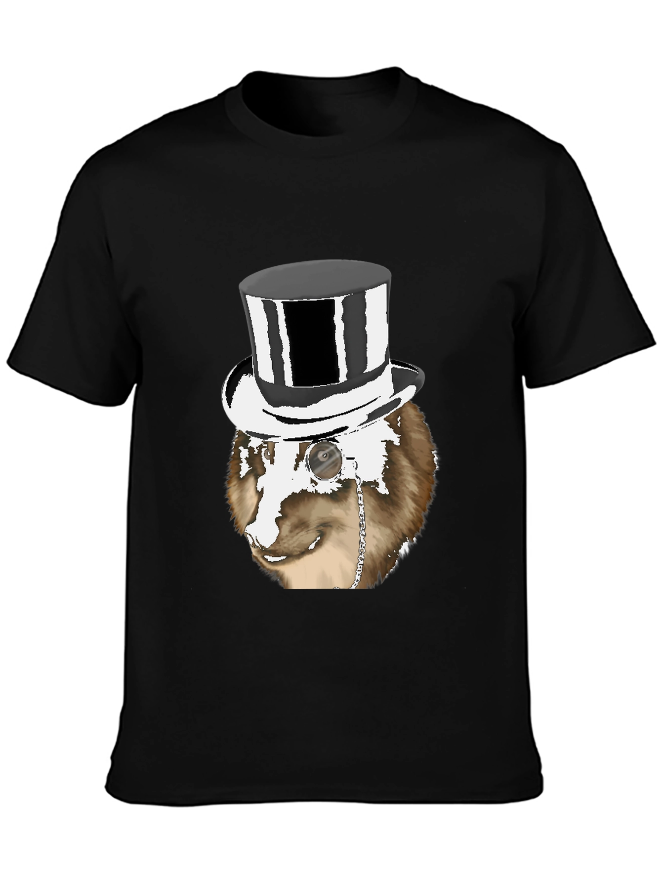 Black Dapper Dog Top Hat T-Shirt - Unique Graphic Tee view 3