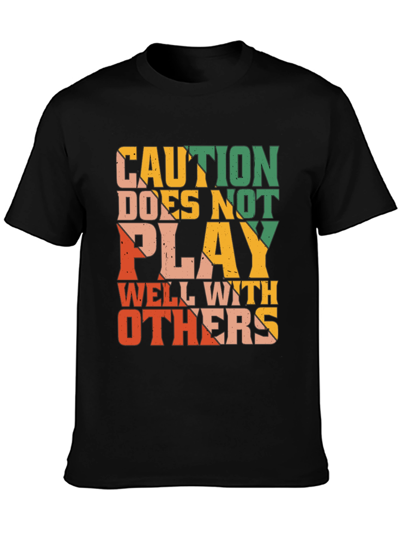 Black Caution Doesn't Play Well With Others Graphic Tee view 3