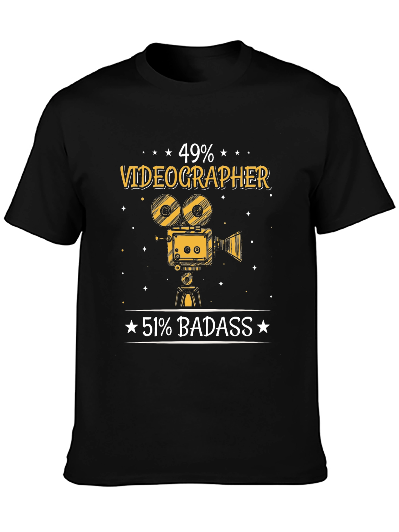 Black Videographer Badass Graphic Tee view 3