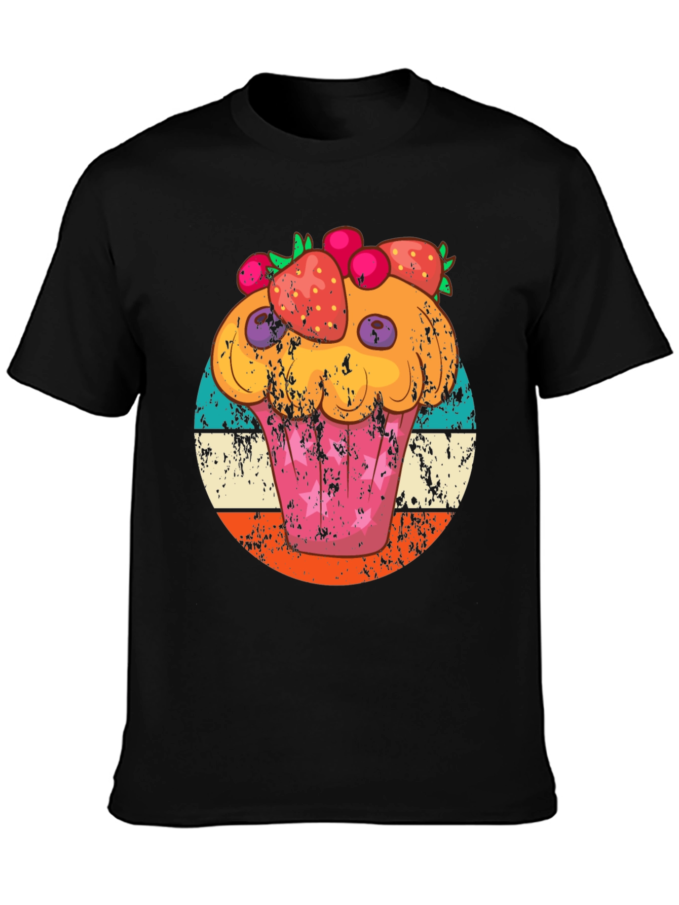 Black Cupcake Graphic Tee Retro Style view 3