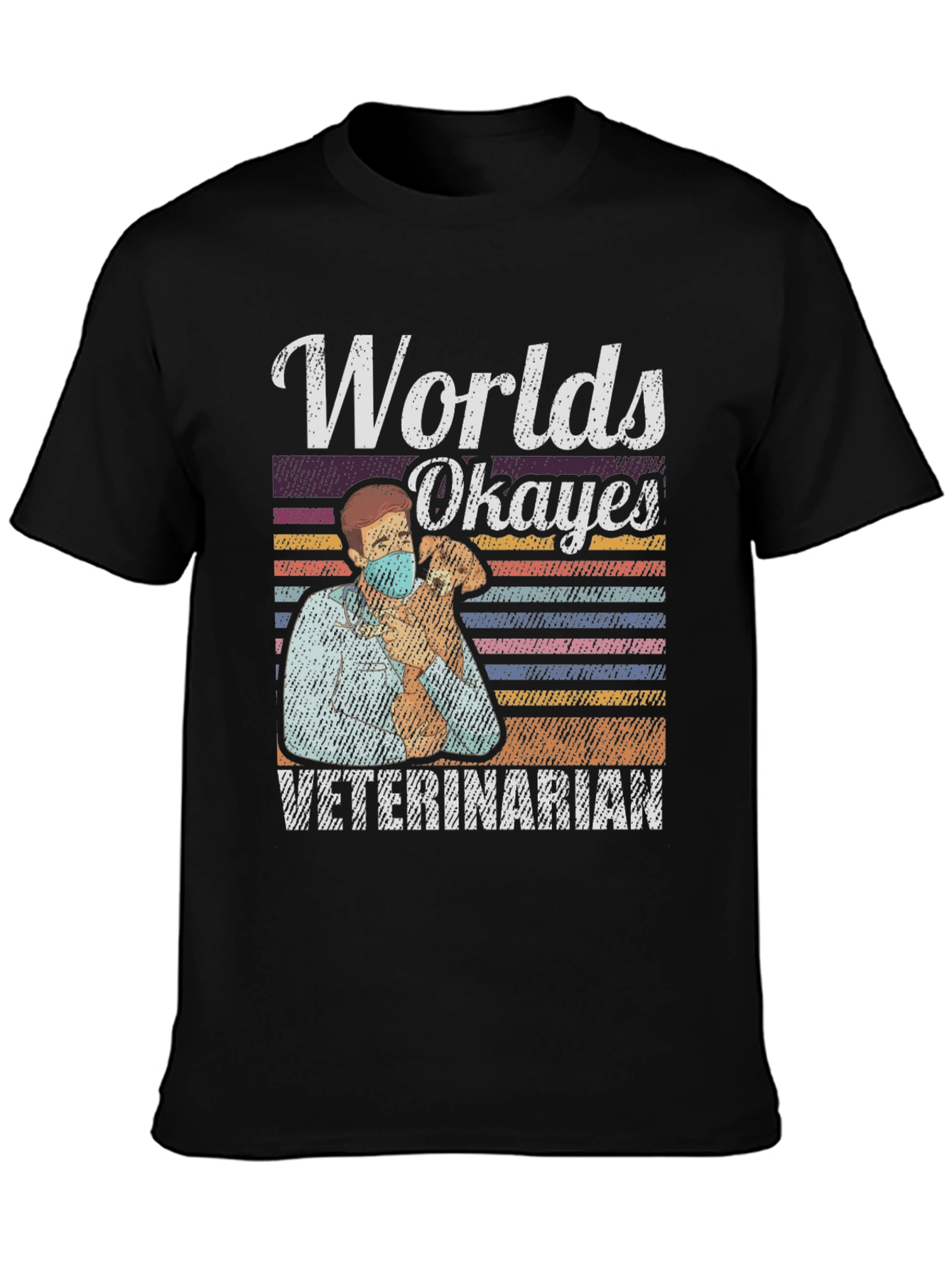 Black Worlds Okayest Veterinarian Tee - Funny Vet Gift view 3