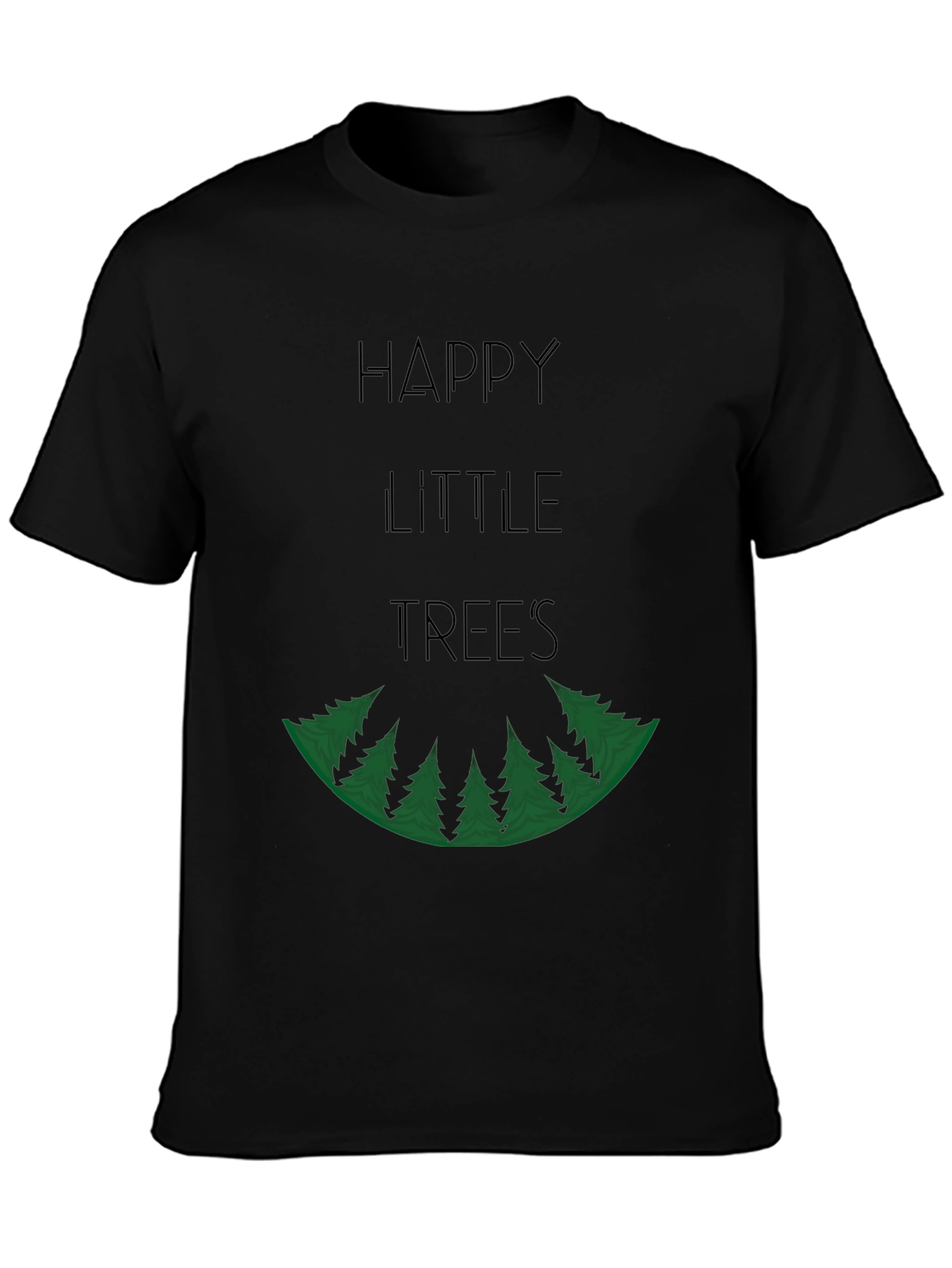 Black Happy Little Trees Graphic T-Shirt - Unisex view 3