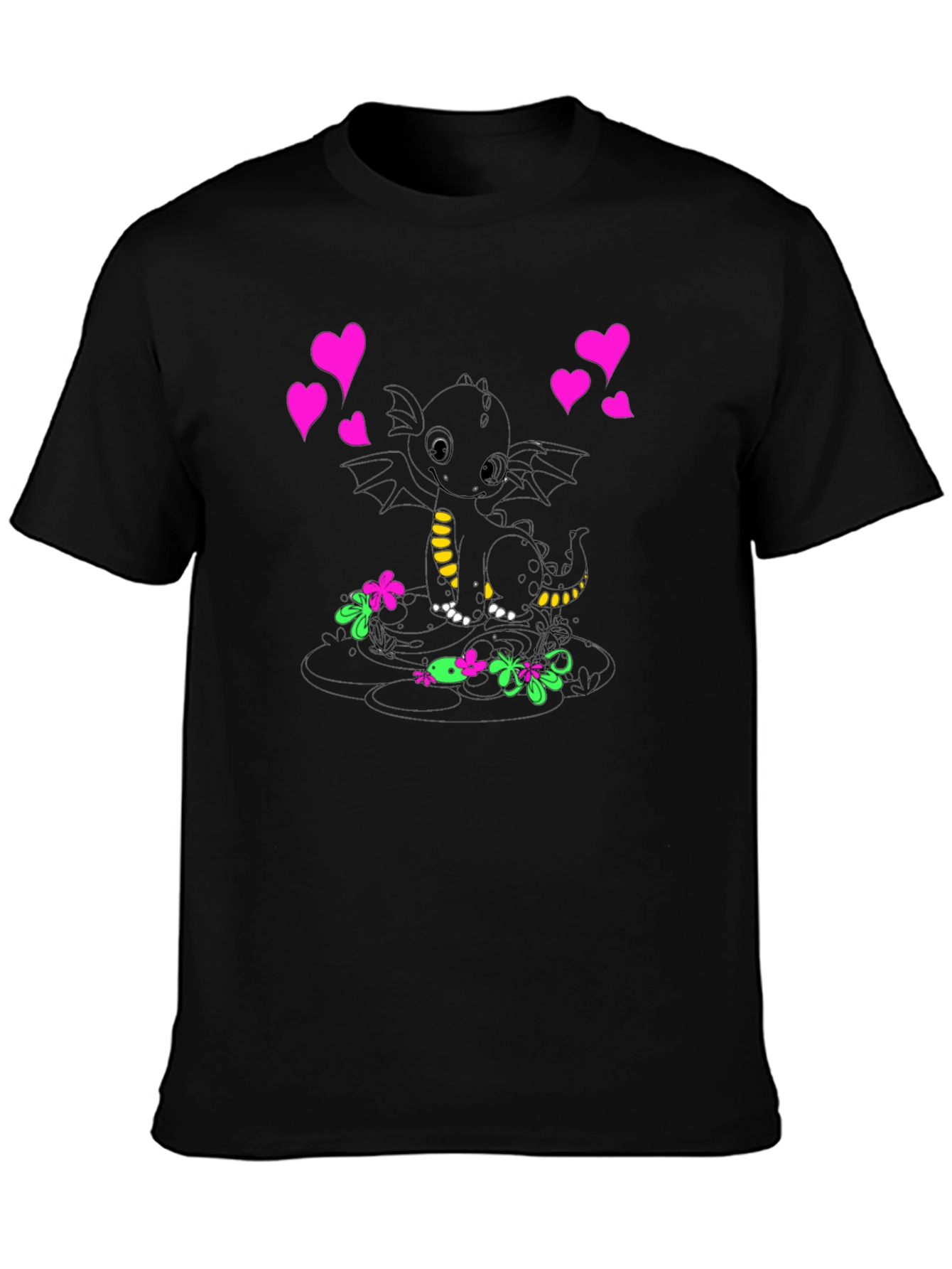 Black Dragon Love T-Shirt - Black view 3