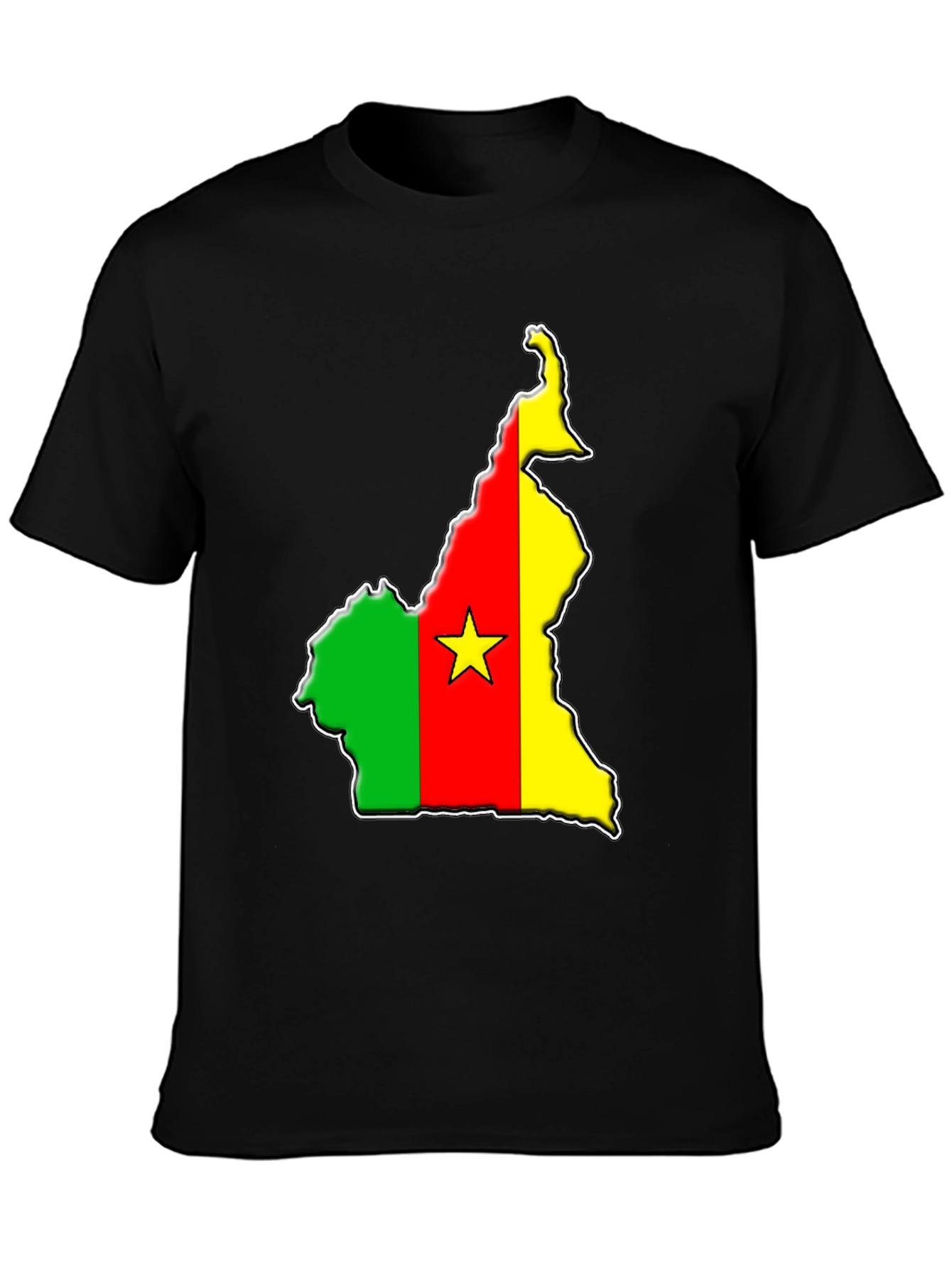 Black Cameroon Flag Map T-Shirt view 3