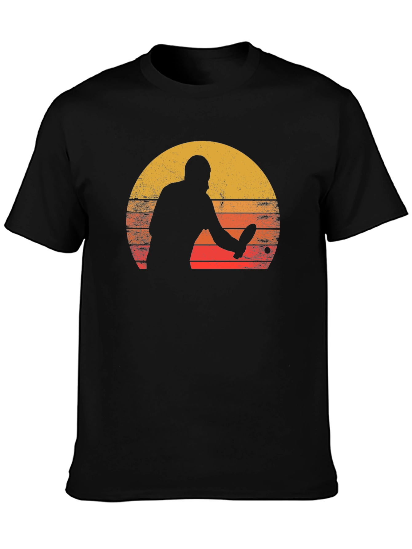Black Retro Table Tennis Sunset Graphic Tee view 3
