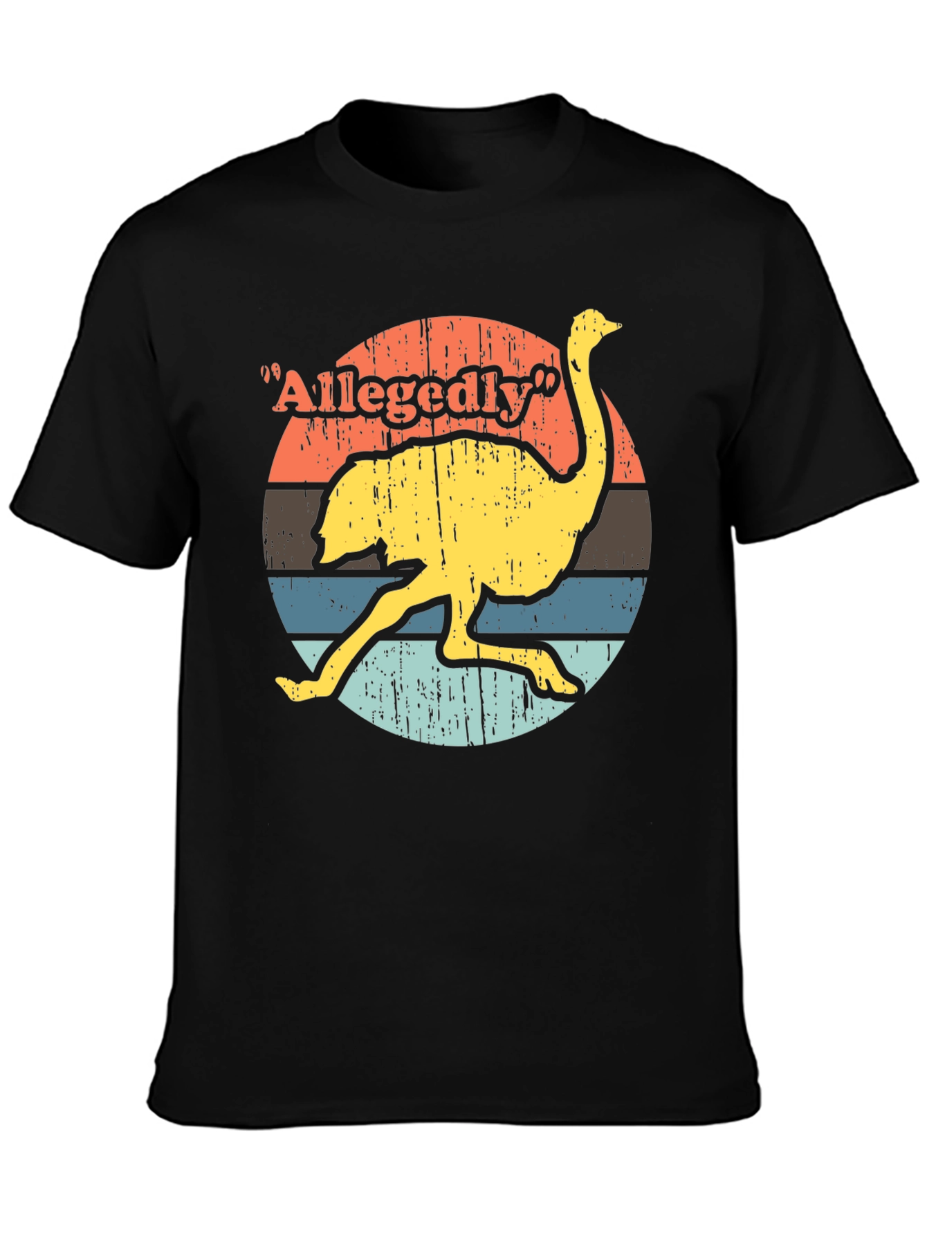 Black Allegedly Ostrich T-Shirt - Retro Style view 3