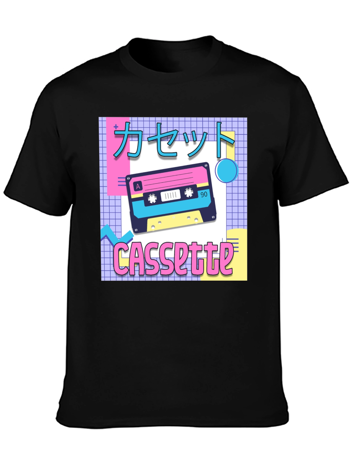 Black Retro Cassette Tape T-Shirt - 90s Aesthetic view 3