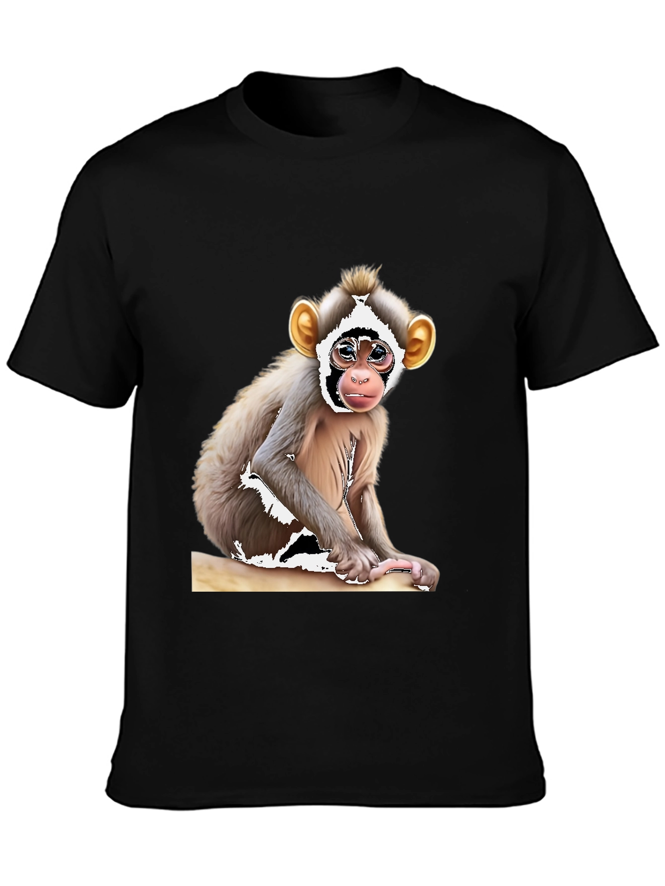 Black Monkey Graphic T-Shirt - Black Cotton Tee view 3