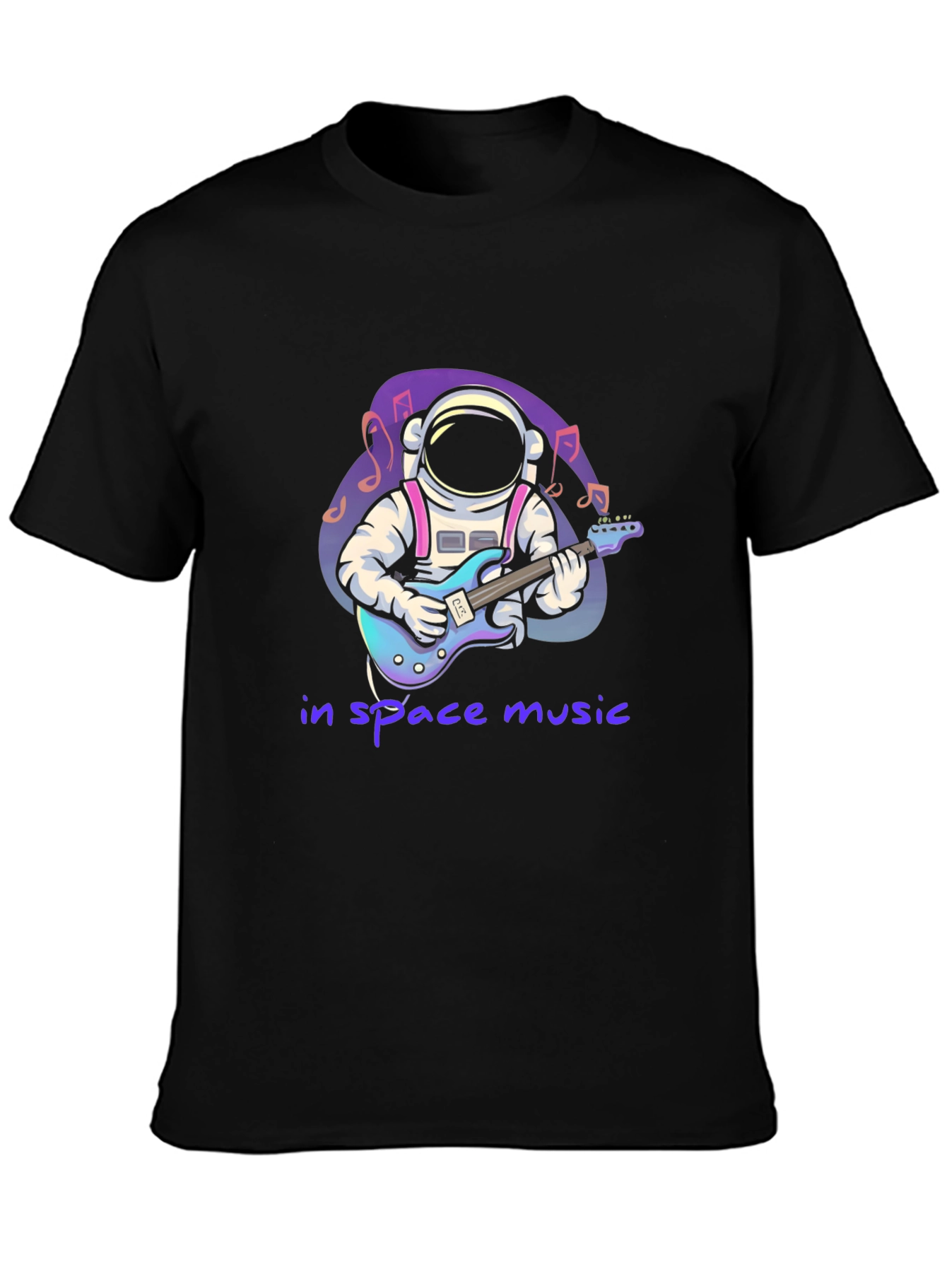 Black Astronaut Guitarist T-Shirt - Space Music Tee view 3