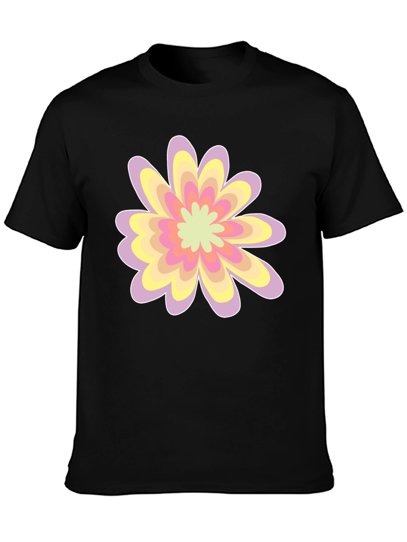 Black Floral Graphic Tee - Black Cotton Blend view 3
