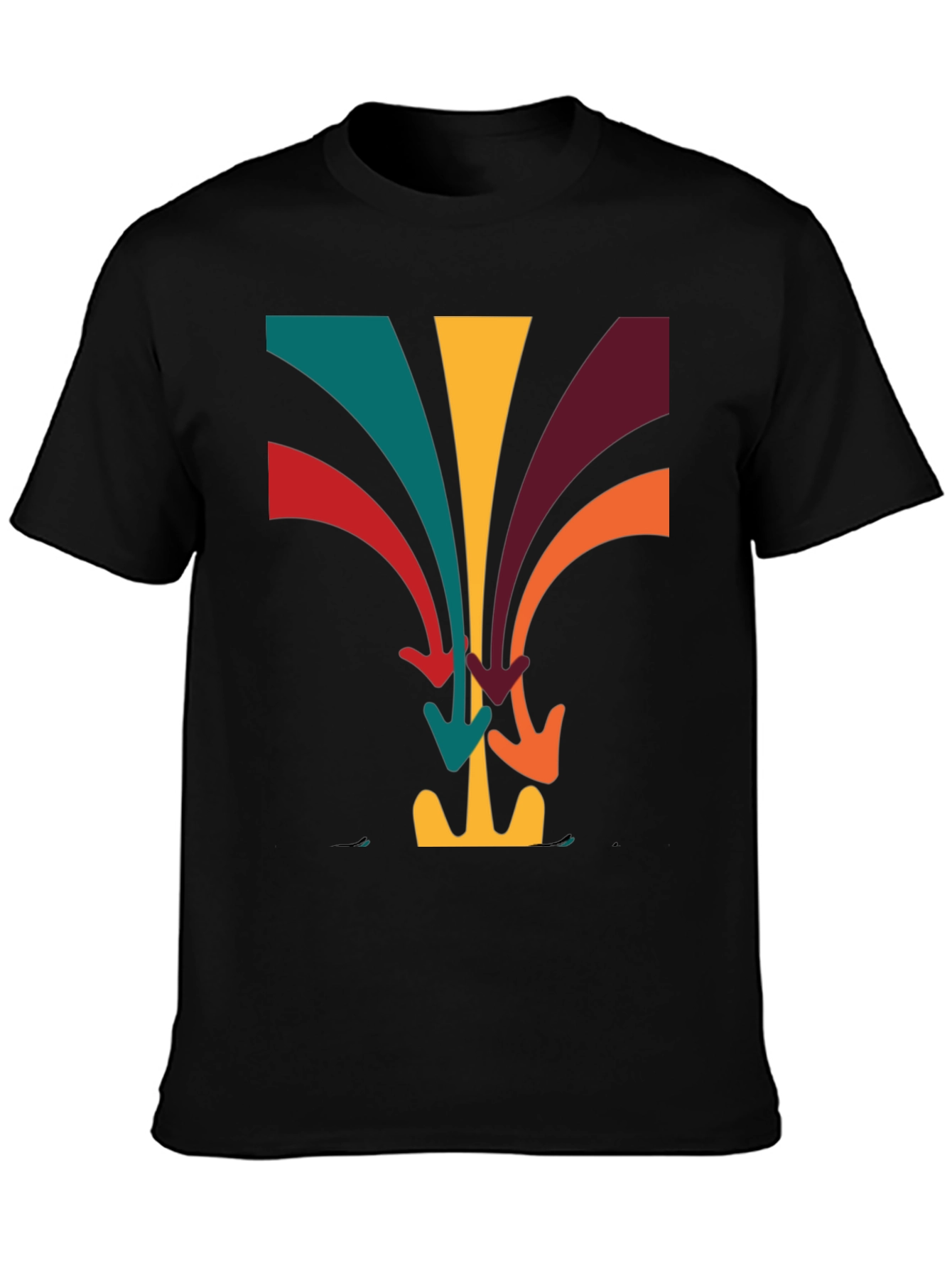 Black Retro Arrow Stream T-Shirt - Vintage Design Tee view 3
