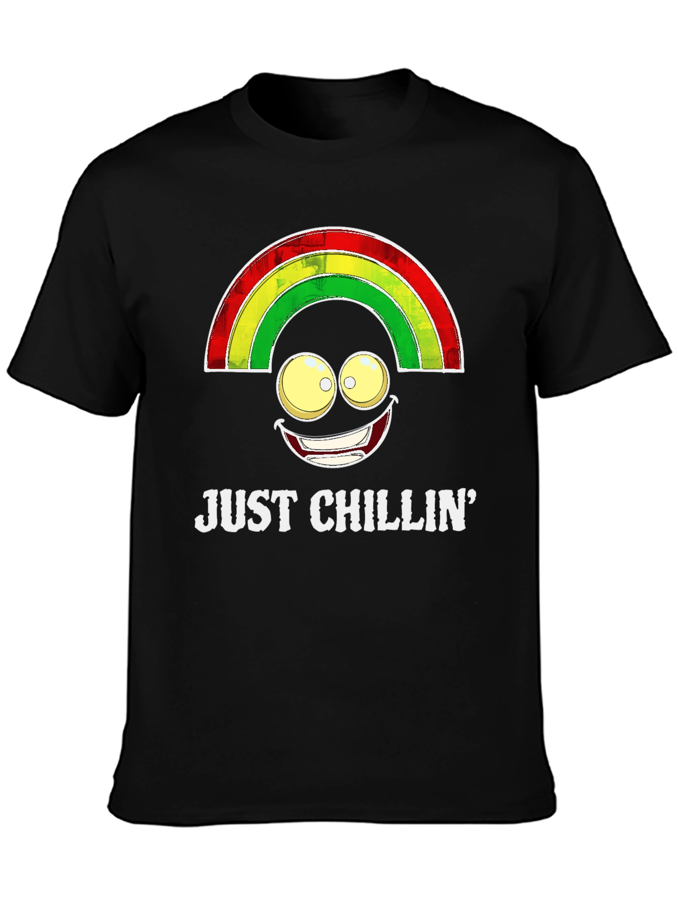 Black Just Chillin' Rainbow Smile T-Shirt view 3