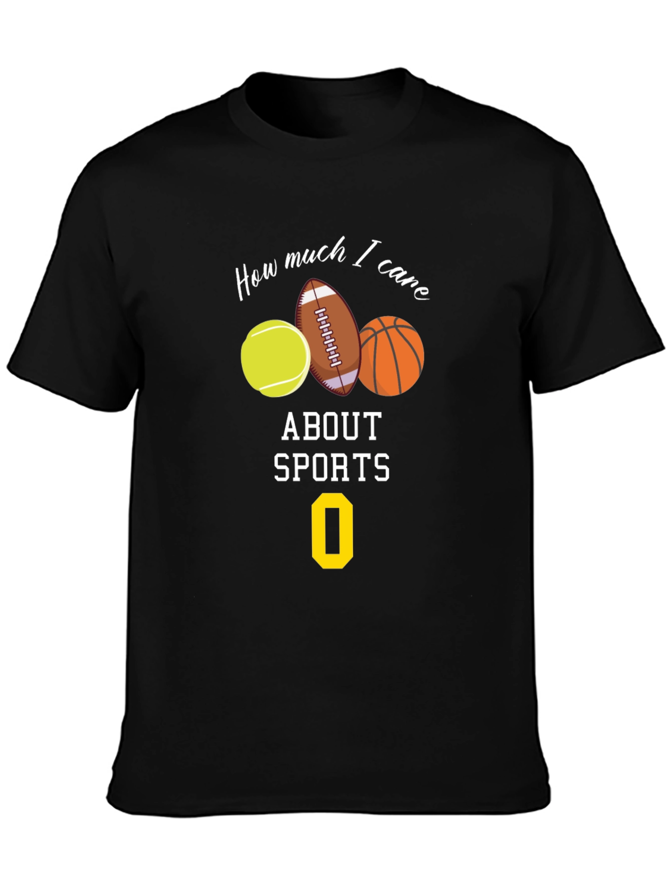 Black Humorous 'How Much I Care About Sports' Graphic Tee view 3