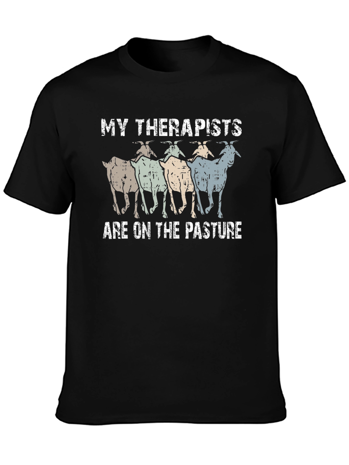 Black My Therapists Are On The Pasture T-Shirt view 3