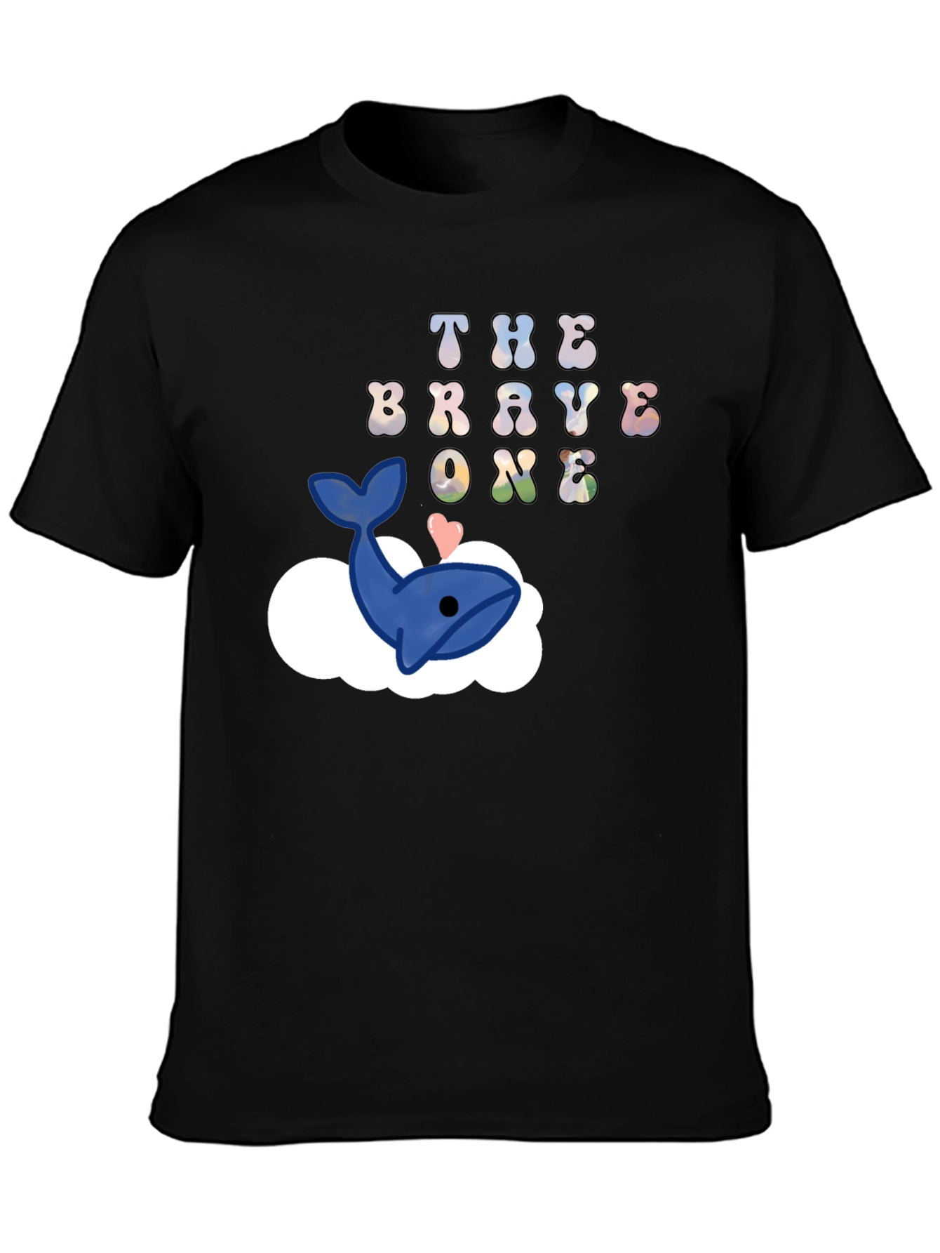 Black The Brave One Whale Cloud T-Shirt view 3