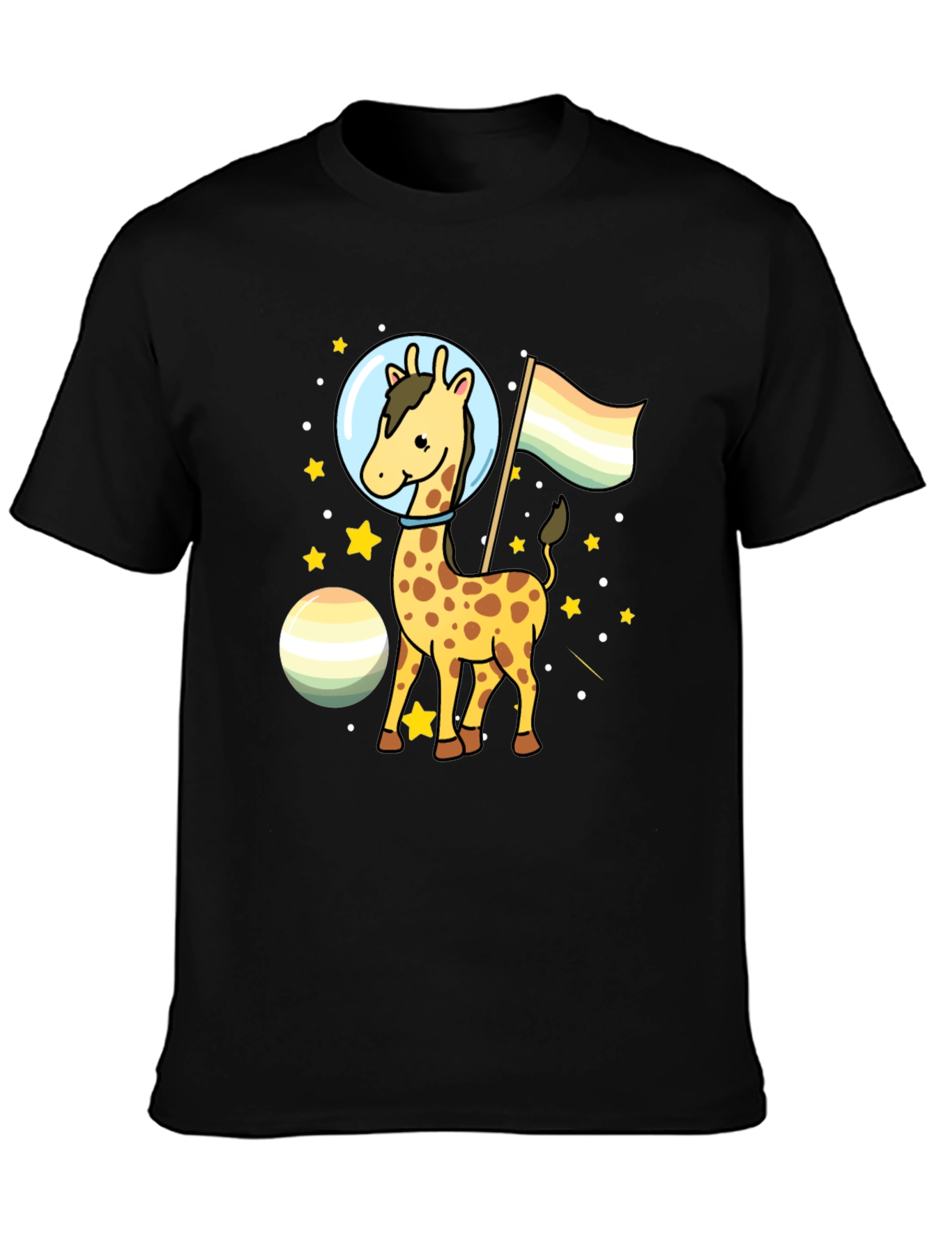 Black Giraffe Astronaut LGBTQ+ Pride T-Shirt view 3