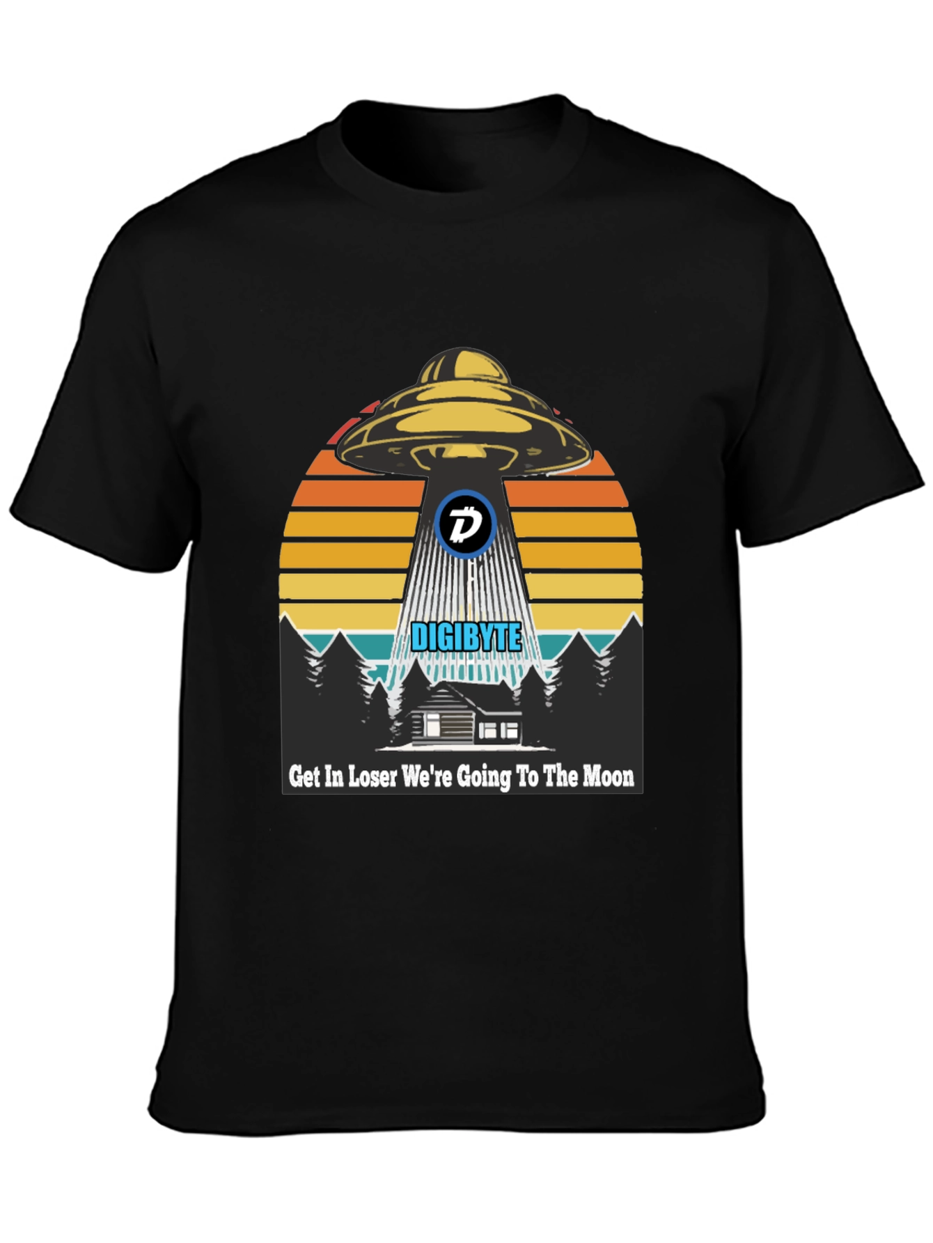 Black Digibyte UFO Abduction T-Shirt - Crypto Humor Tee view 3