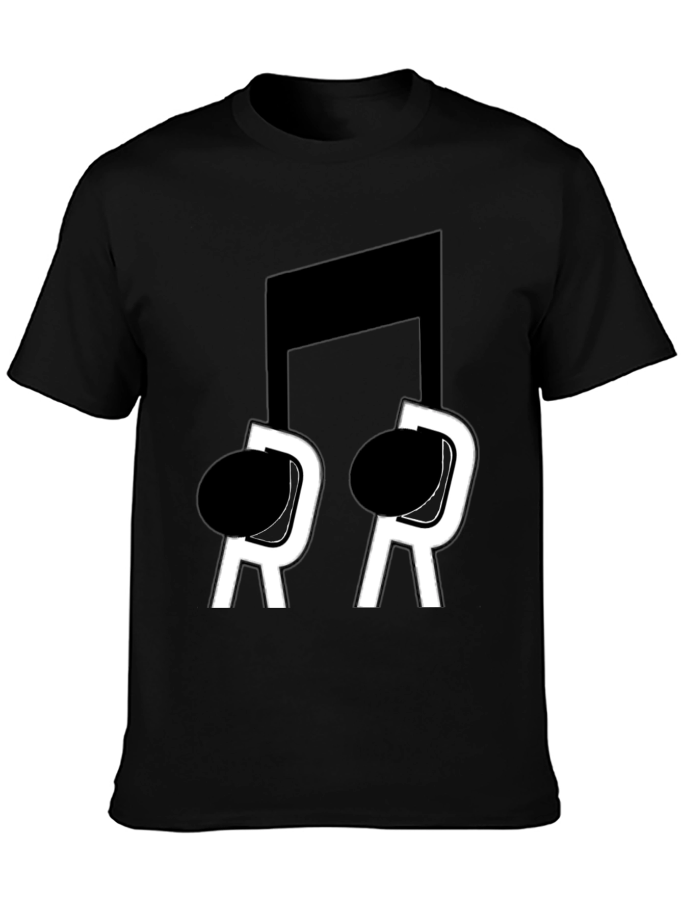 Black Musical Note T-Shirt - Black Cotton Blend view 3