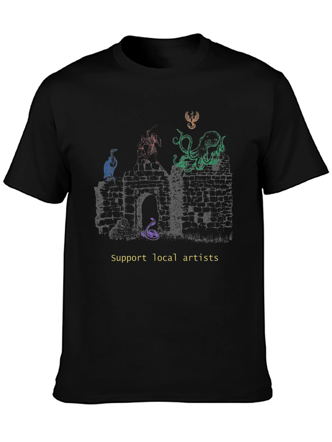 Black Support Local Artists Graphic T-Shirt view 3