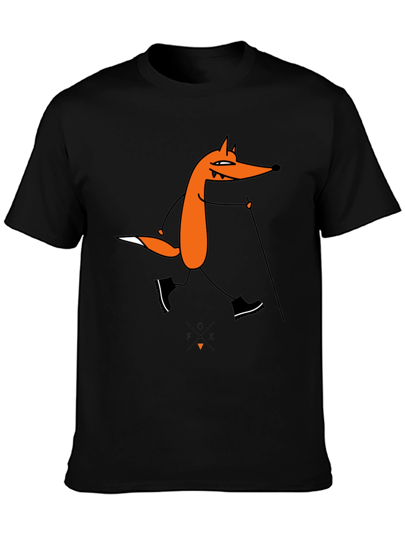 Black Fox Hiking Graphic Tee - Black Cotton T-Shirt view 3