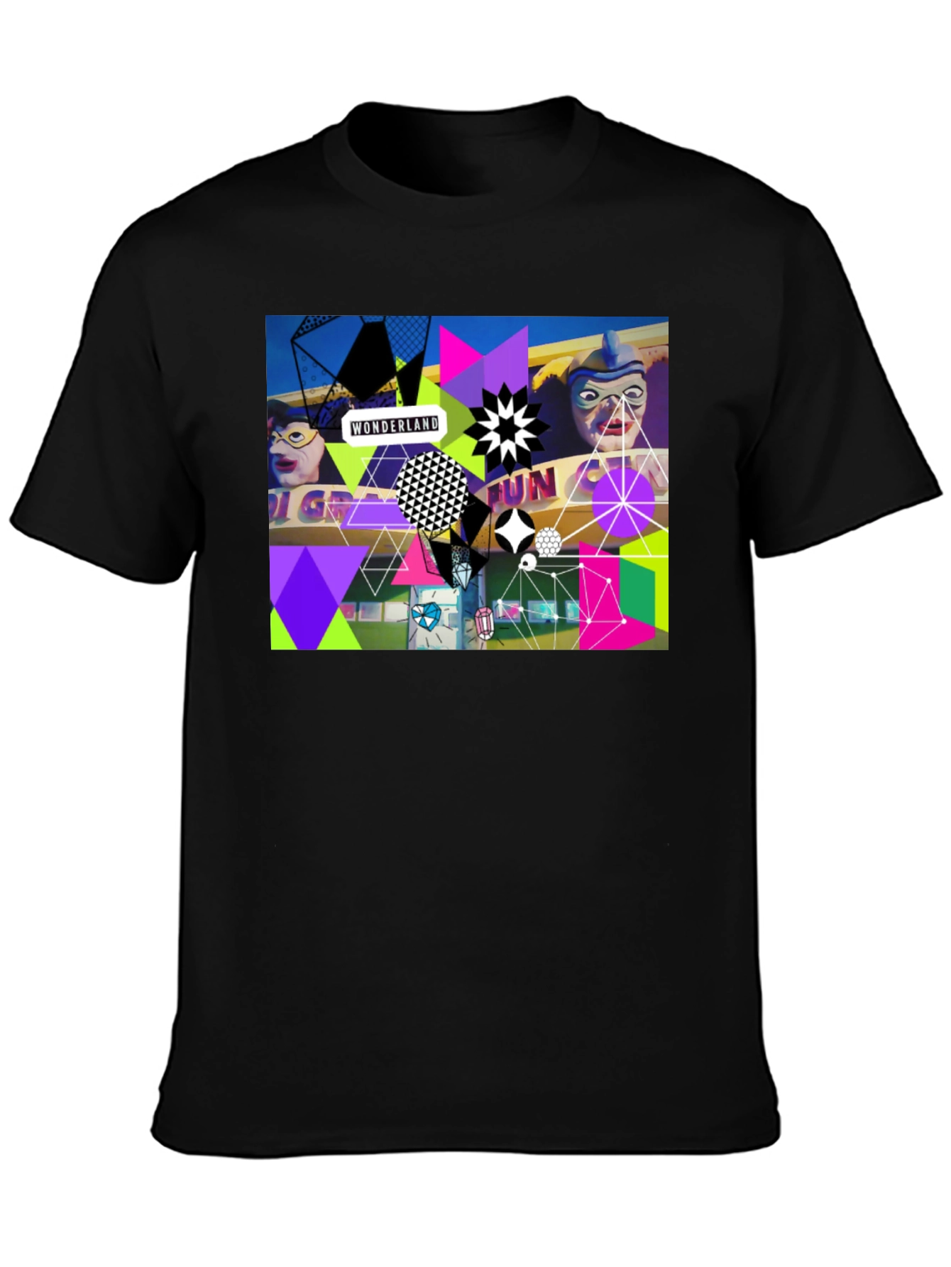 Black Wonderland Fun Graphic Tee - Black Crew Neck view 3