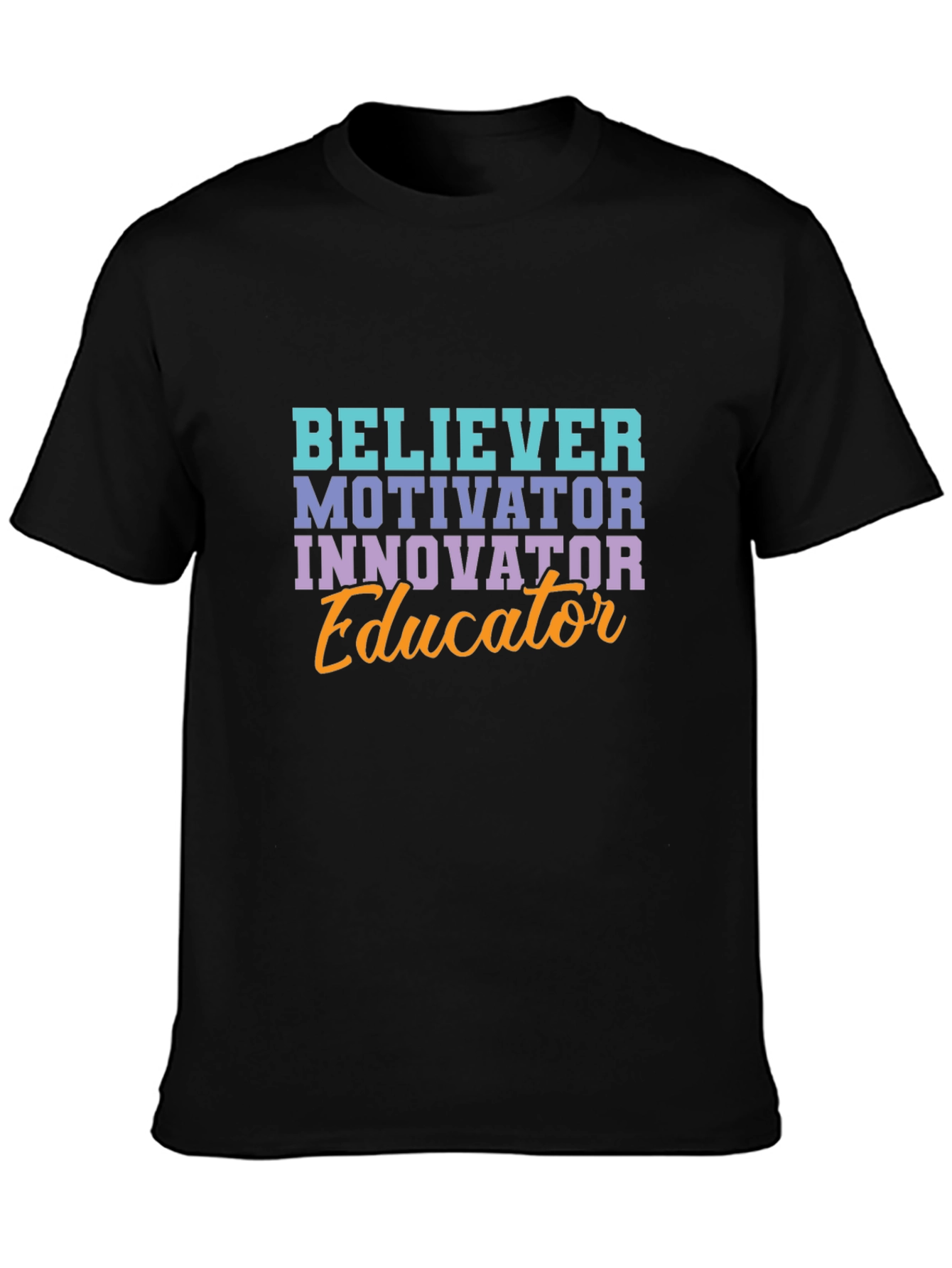 Black Believer Motivator Educator T-Shirt view 3