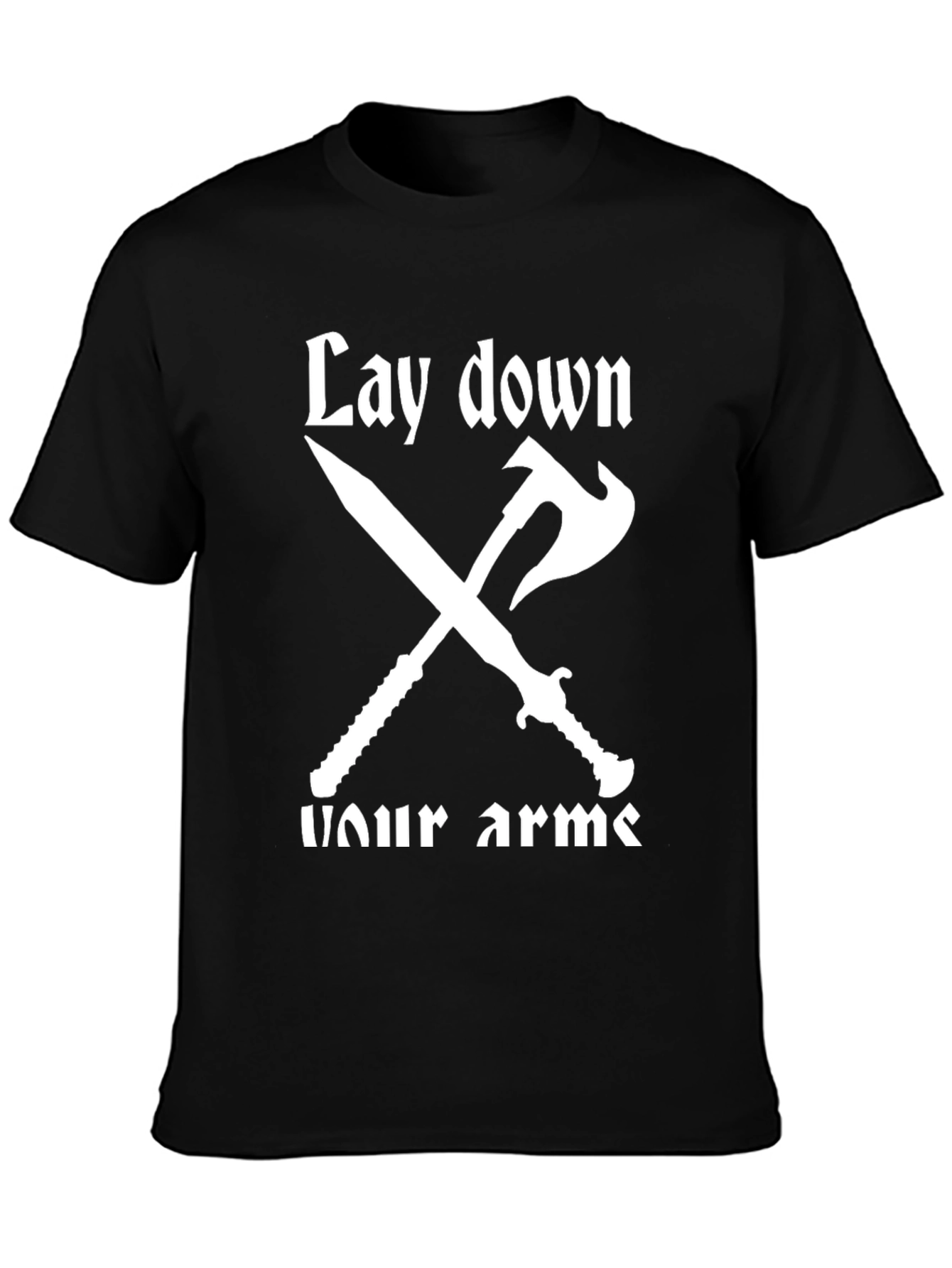 Black Lay Down Your Arms Black Graphic T-Shirt view 3