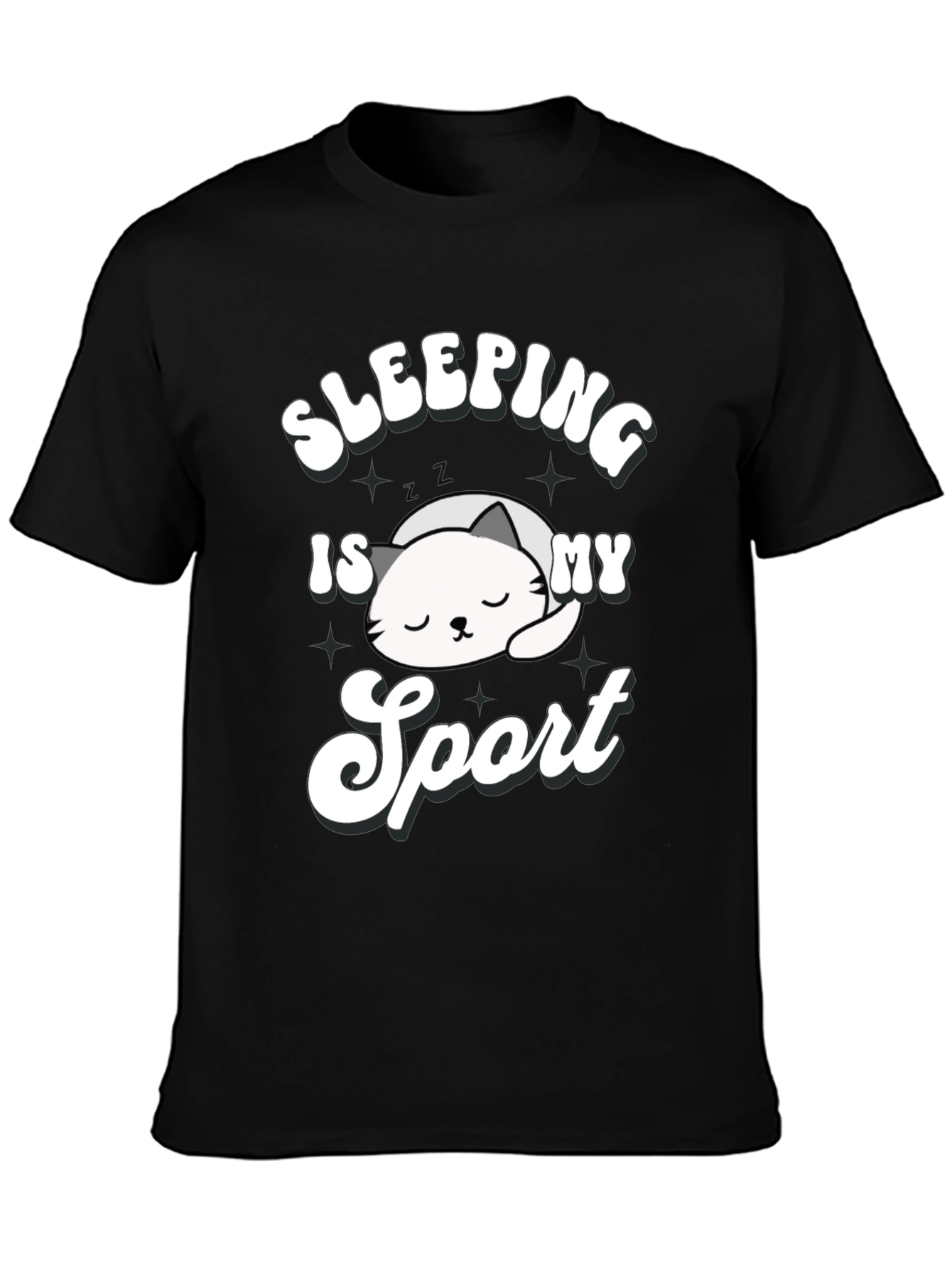 Black Sleeping is My Sport Black Graphic T-Shirt view 3