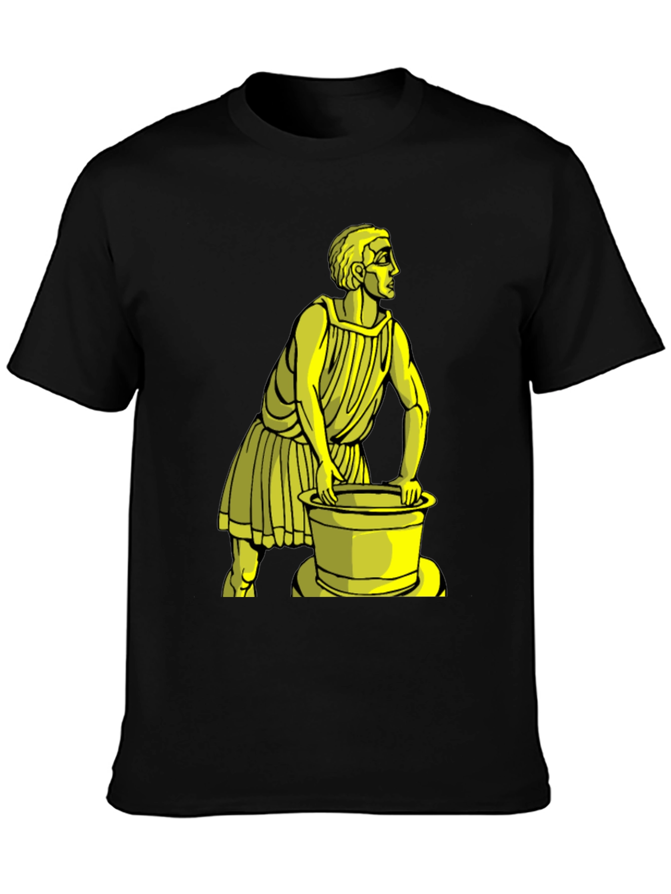 Black Black T-Shirt with Yellow Ancient Man Graphic view 3