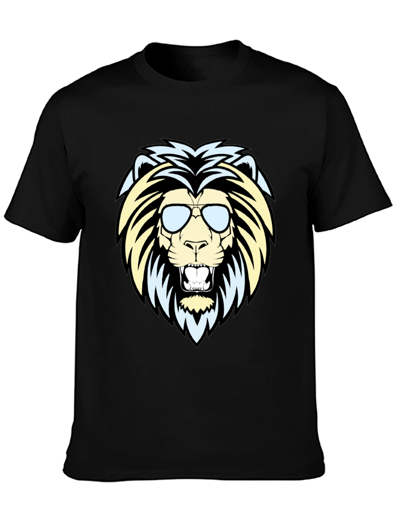 Black Cool Lion Graphic Tee - Men's Black T-Shirt view 3