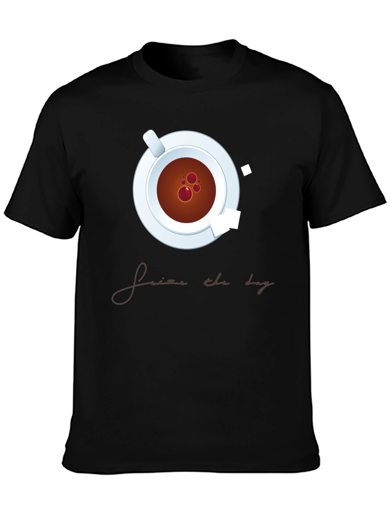 Black Seize The Day Coffee T-Shirt view 3