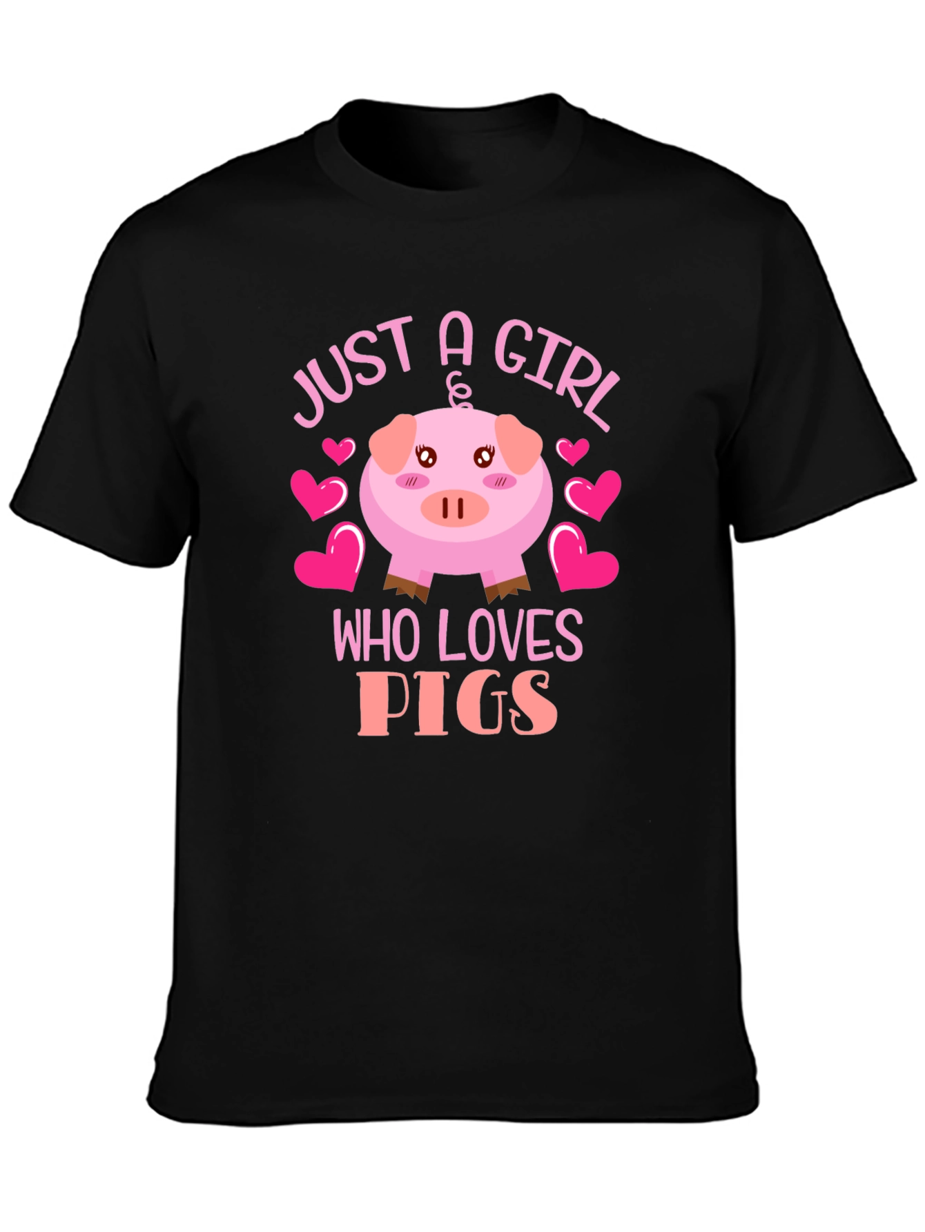 Black Just a Girl Who Loves Pigs Graphic Tee view 3
