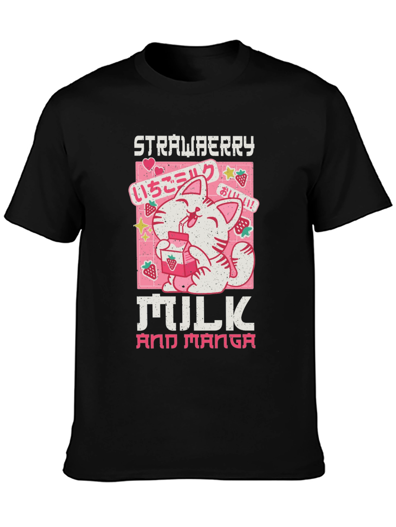Black Strawberry Milk and Manga Graphic Tee view 3