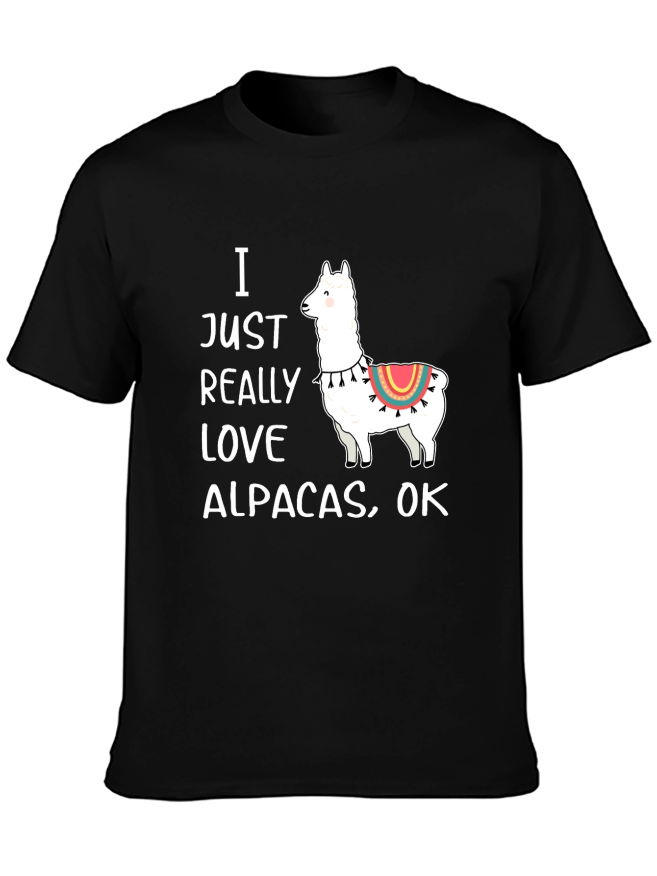 Black I Love Alpacas Graphic T-Shirt -  Funny Alpaca Tee view 3