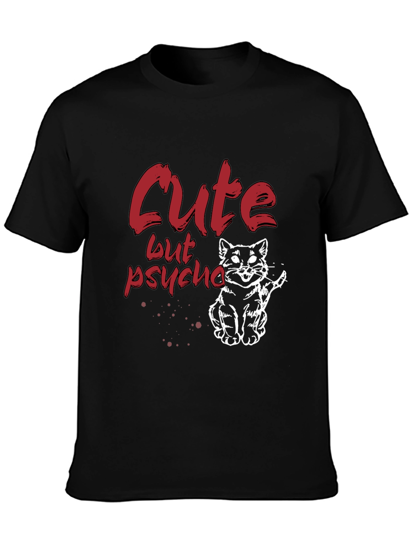 Black Cute But Psycho Cat Graphic T-Shirt - Black view 3