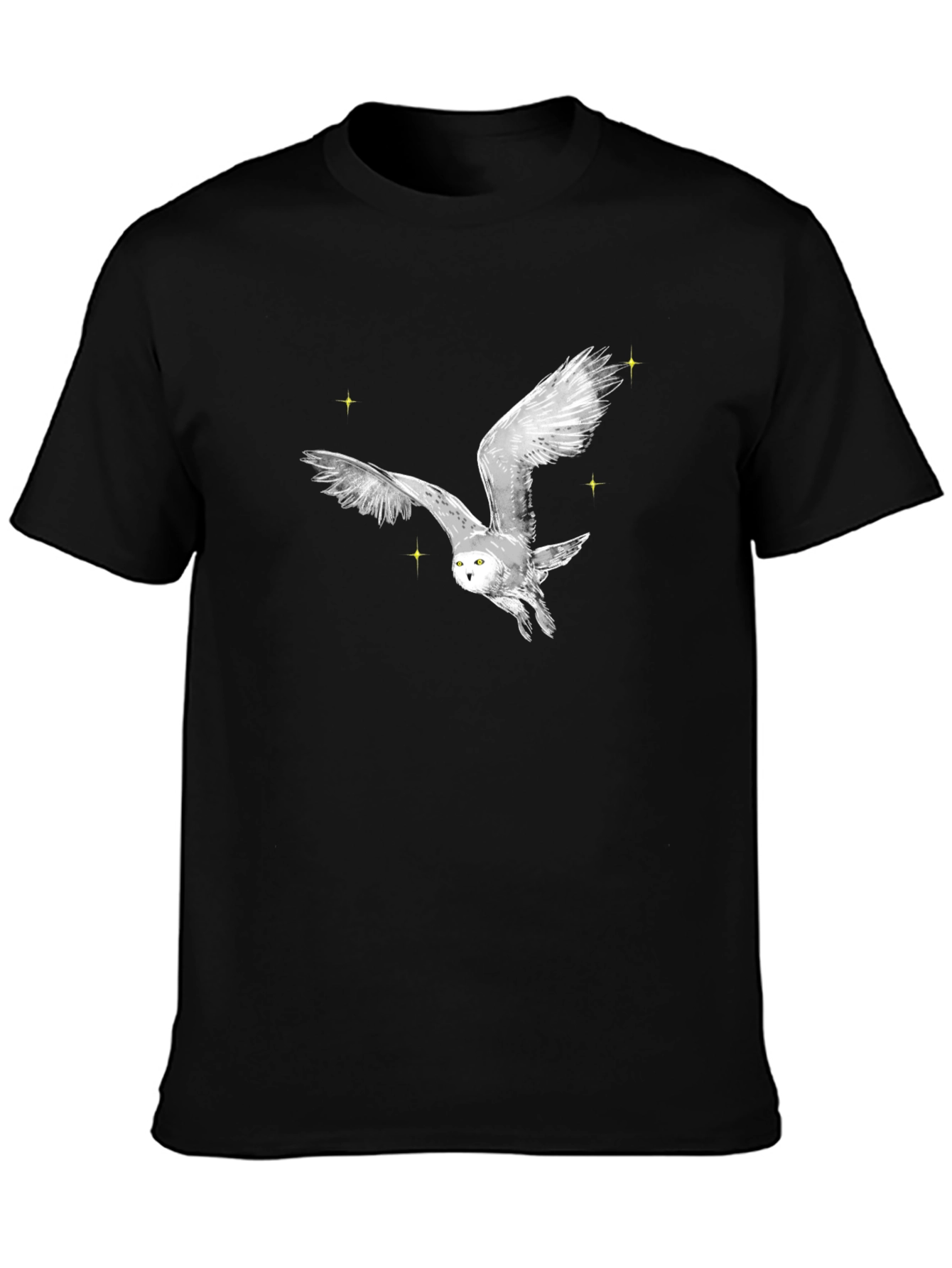 Black Owl Flight Graphic Tee - Black Cotton Blend view 3