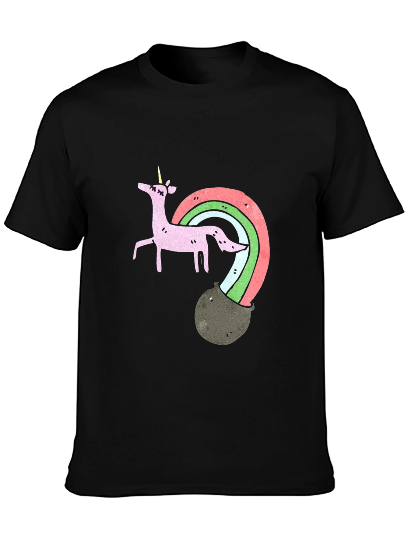 Black Unicorn Rainbow Pot T-Shirt view 3