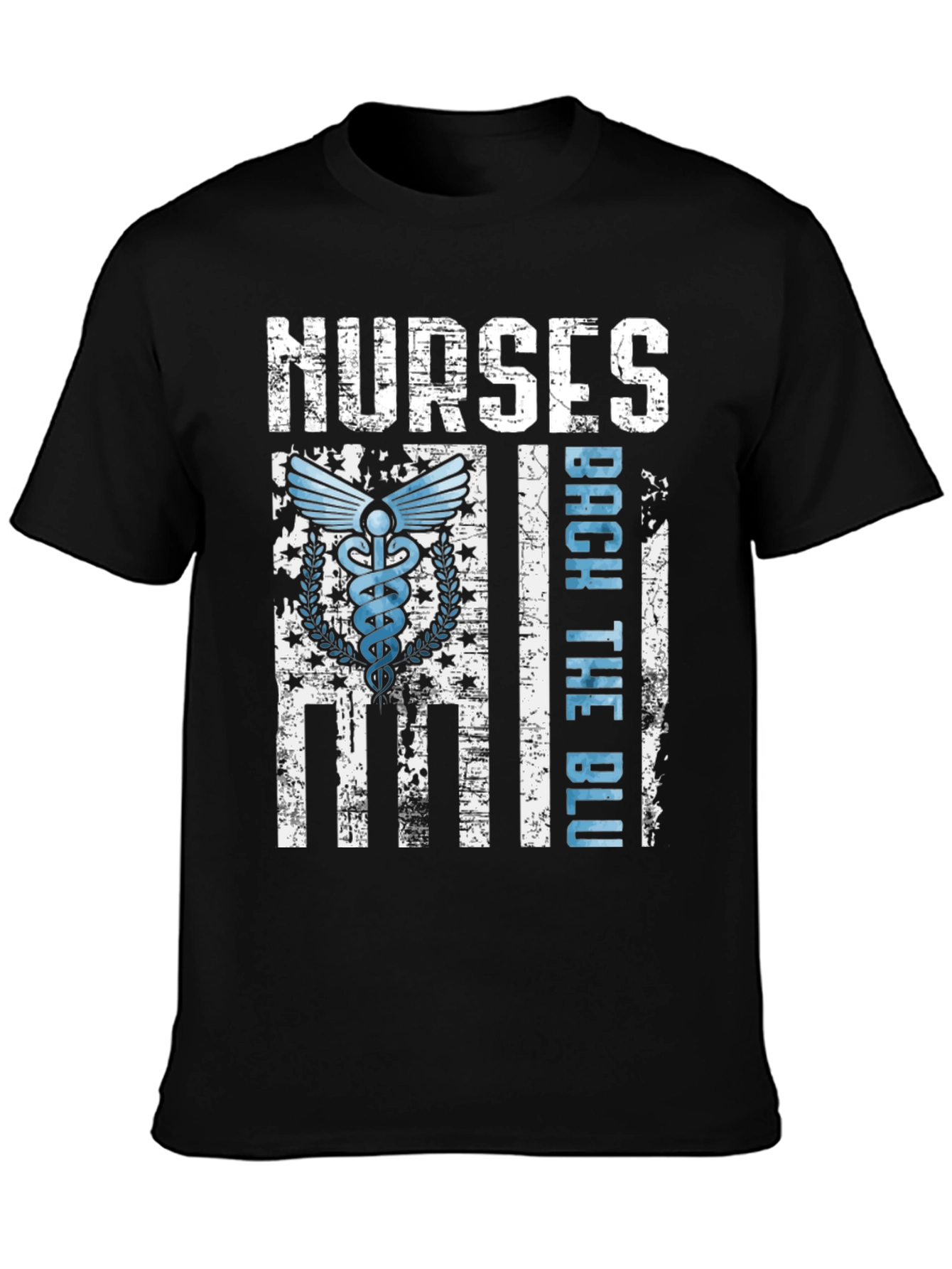 Black Nurses Back The Blue T-Shirt - Healthcare Support Apparel view 3